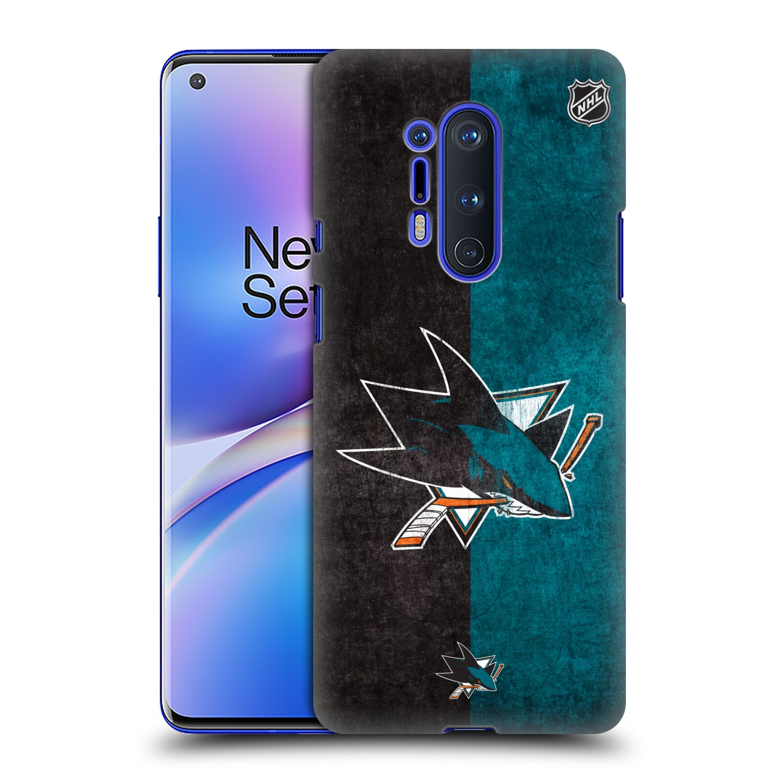 Pouzdro na mobil OnePlus 8 PRO 5G - HEAD CASE - Hokej NHL - San Jose Sharks - Znak dva pruhy