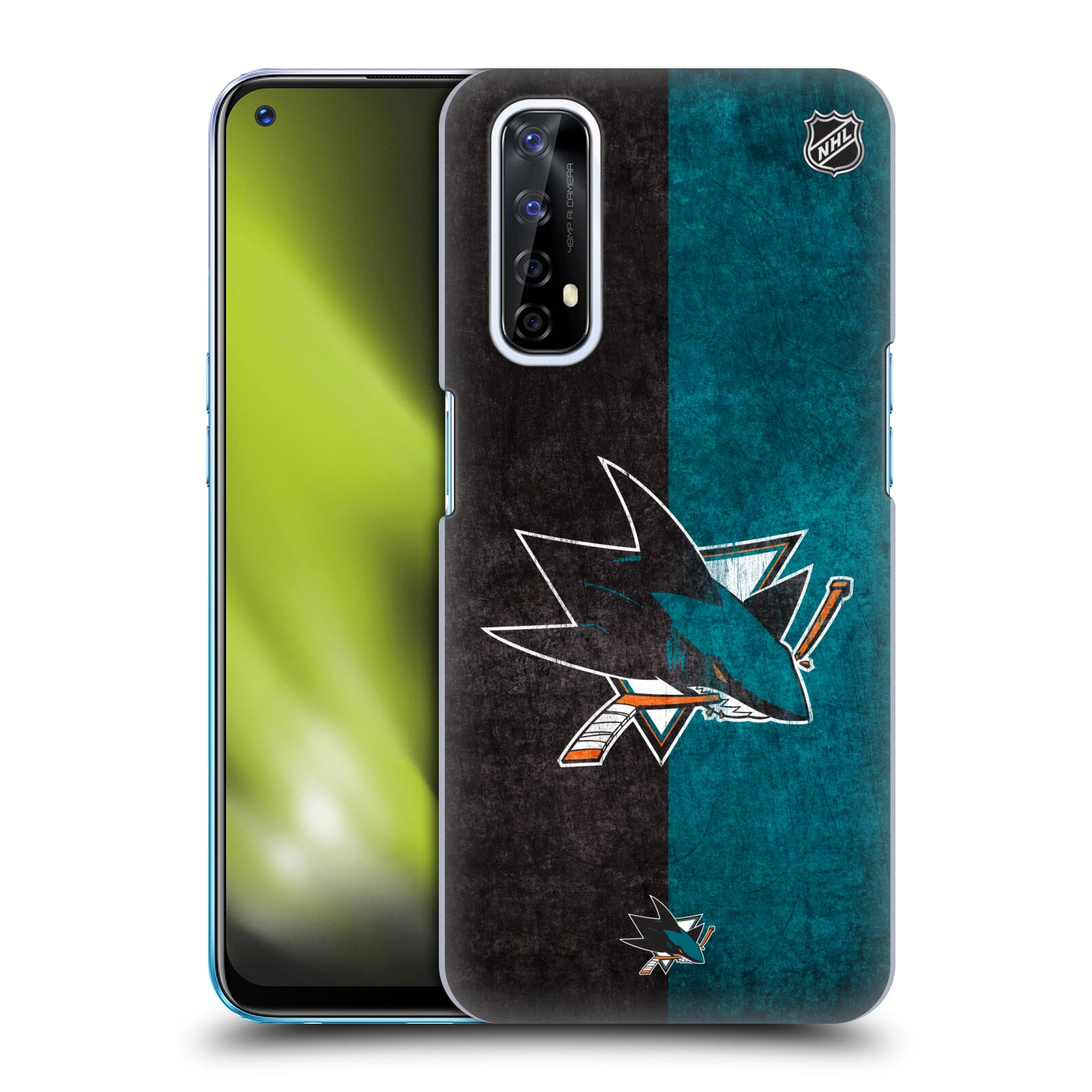 Pouzdro na mobil Realme 7 - HEAD CASE - Hokej NHL - San Jose Sharks - Znak dva pruhy