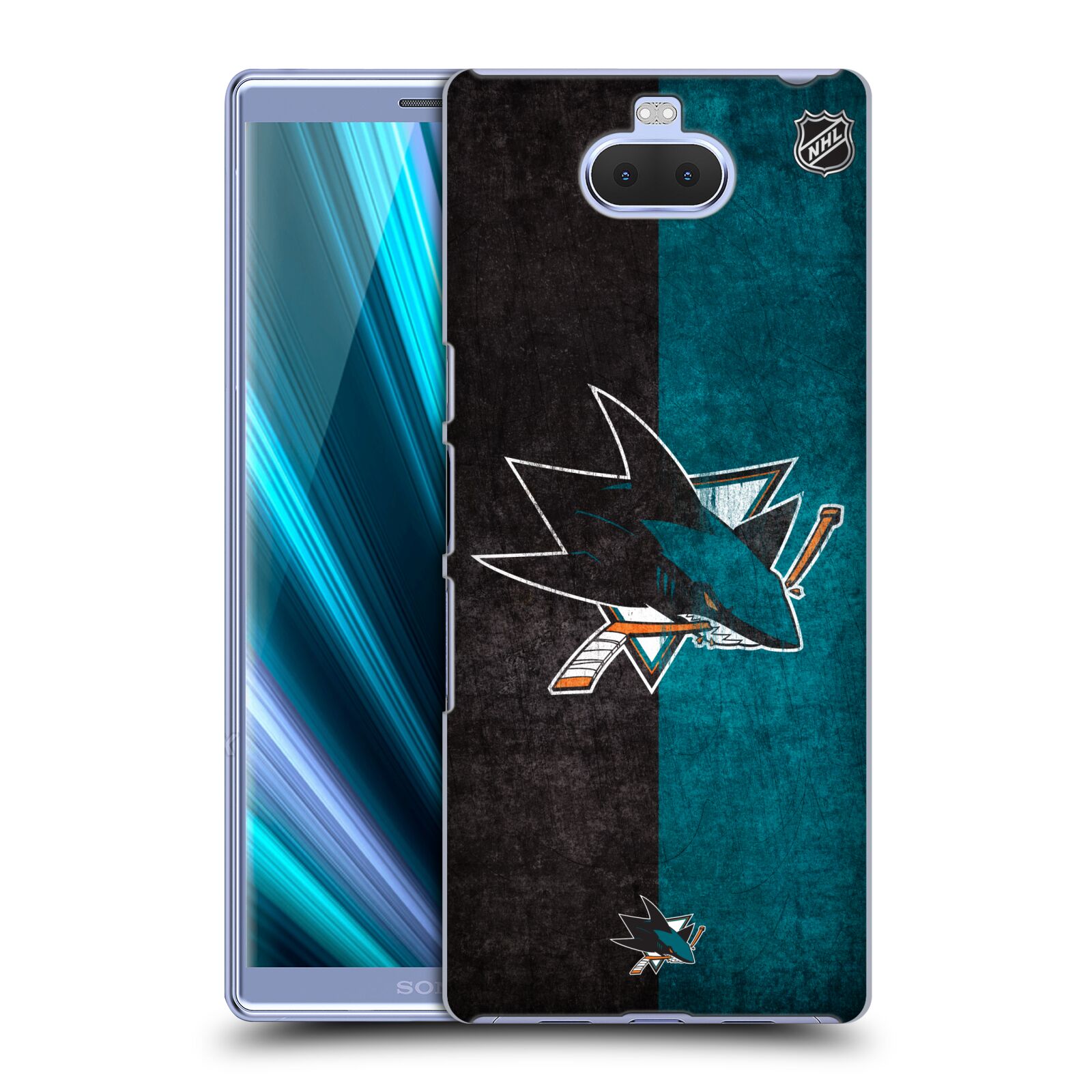 Pouzdro na mobil Sony Xperia 10 Plus - HEAD CASE - Hokej NHL - San Jose Sharks - Znak dva pruhy