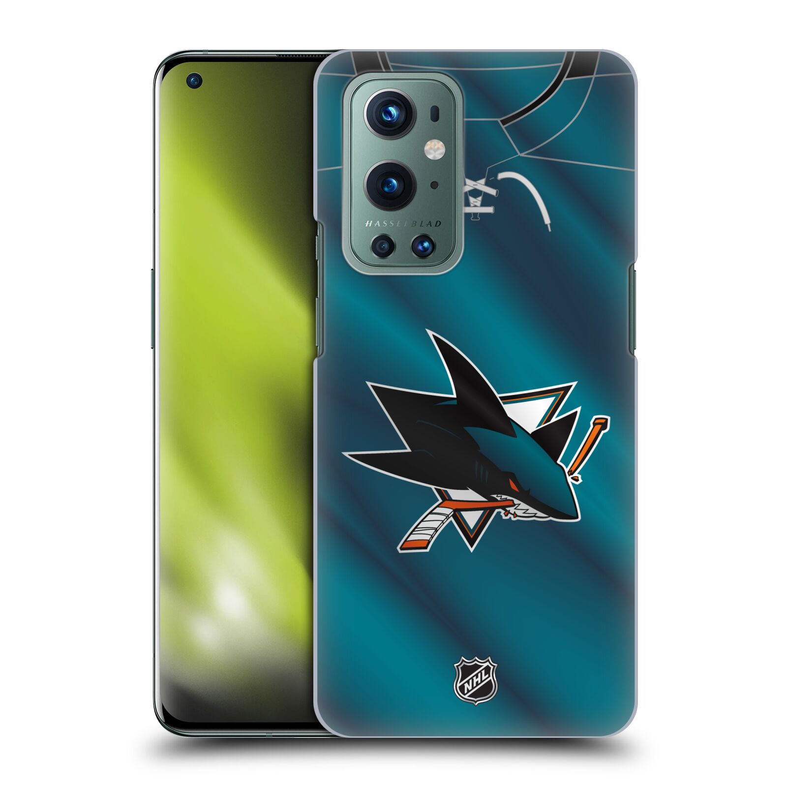 Pouzdro na mobil OnePlus 9 - HEAD CASE - Hokej NHL - San Jose Sharks - Znak na dresu