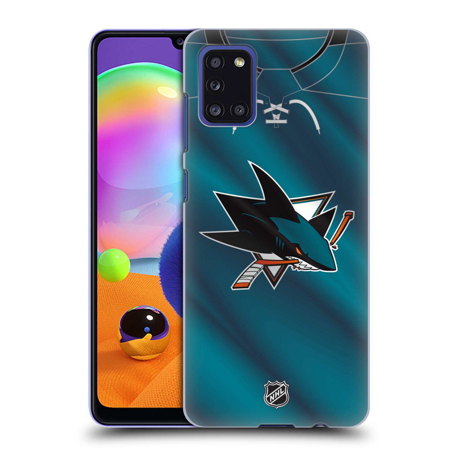 Pouzdro na mobil Samsung Galaxy A31 - HEAD CASE - Hokej NHL - San Jose Sharks - Znak na dresu