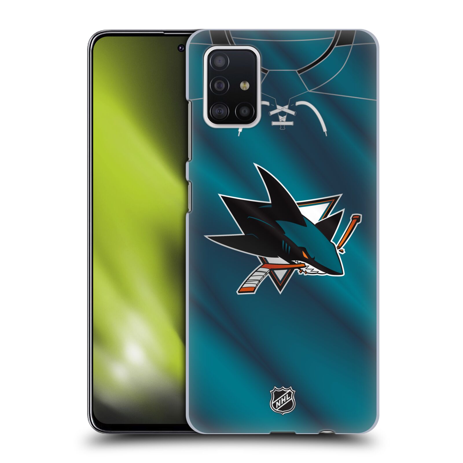 Pouzdro na mobil Samsung Galaxy A51 - HEAD CASE - Hokej NHL - San Jose Sharks - Znak na dresu