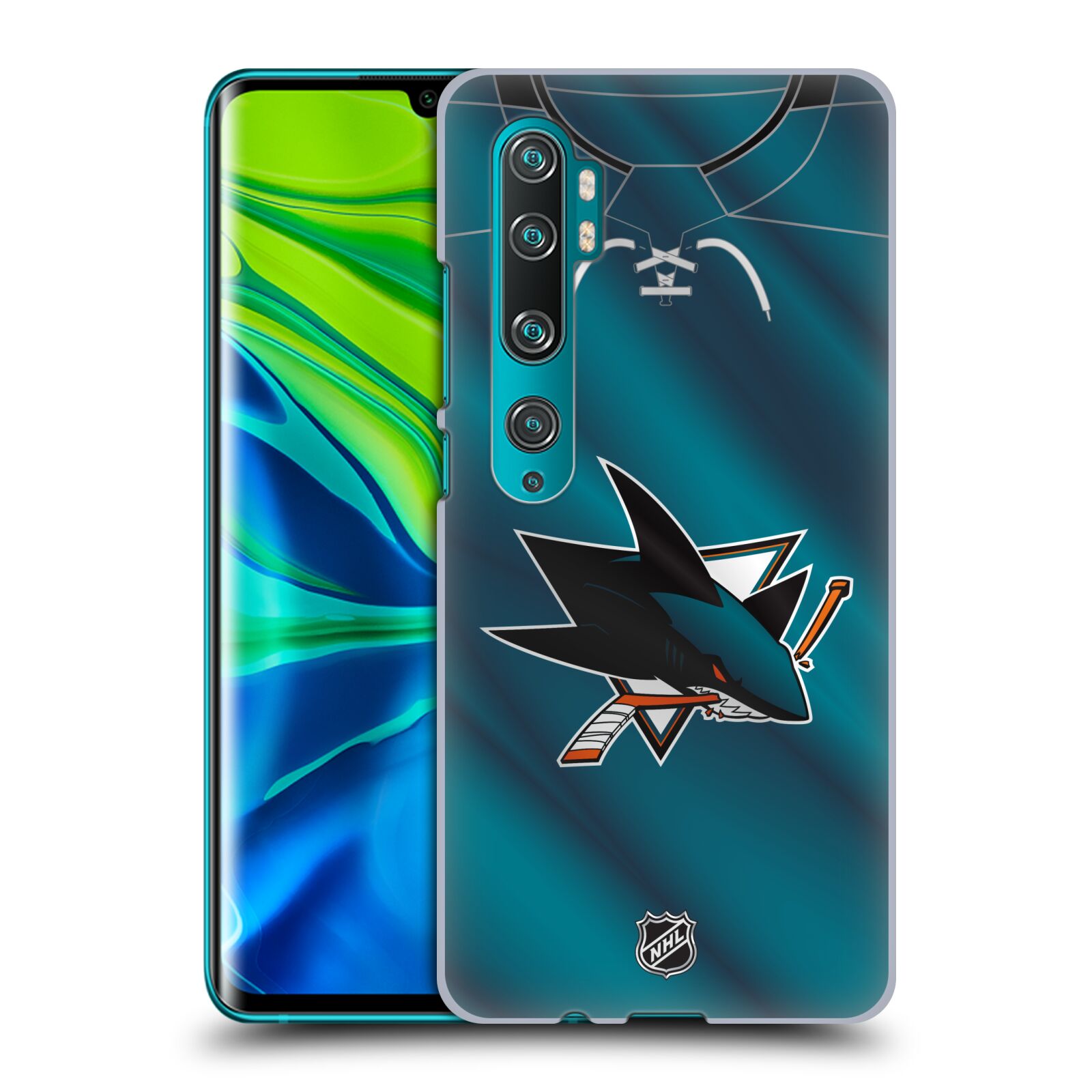 Pouzdro na mobil Xiaomi Mi Note 10 / Mi Note 10 Pro - HEAD CASE - Hokej NHL - San Jose Sharks - Znak na dresu