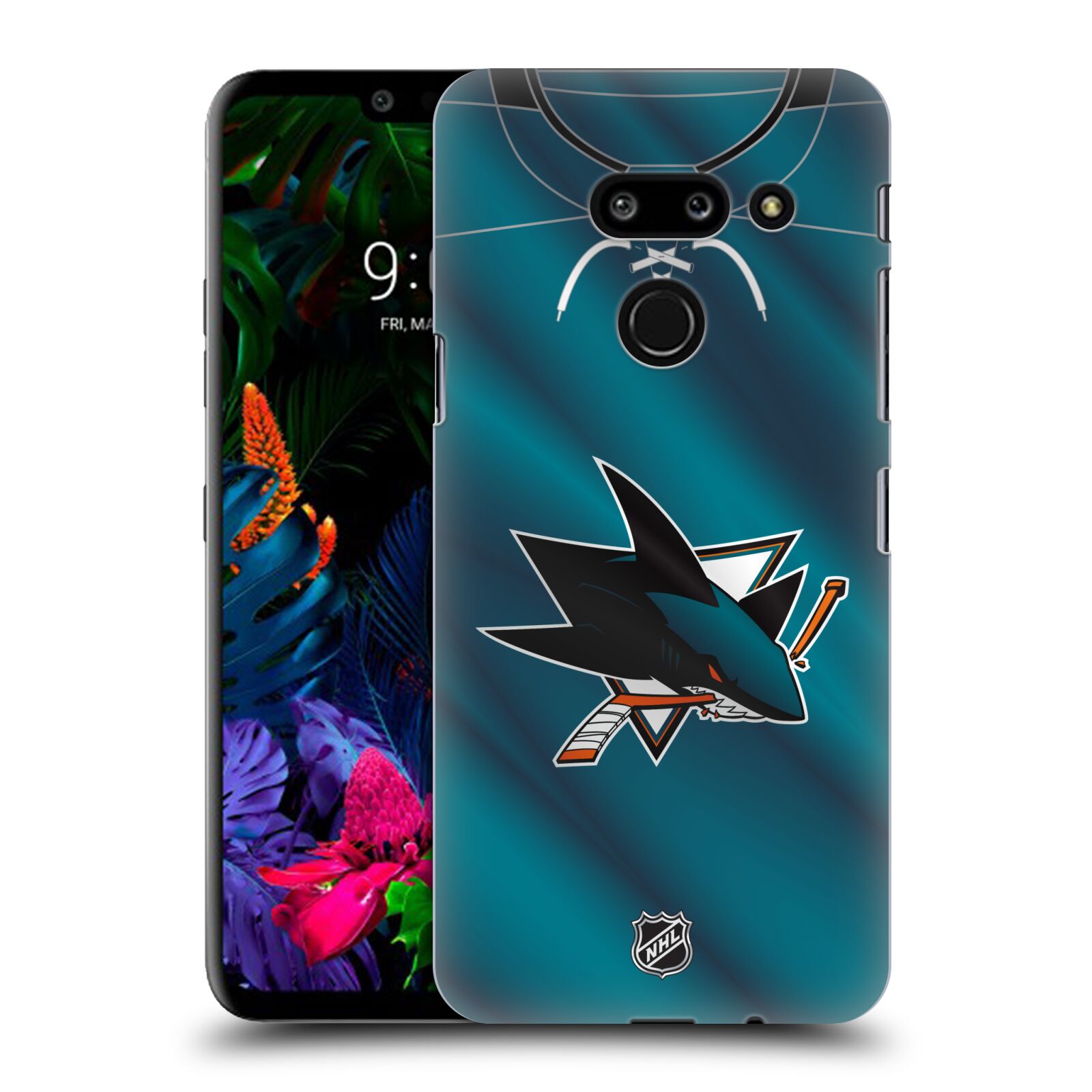 Pouzdro na mobil LG G8 ThinQ - HEAD CASE - Hokej NHL - San Jose Sharks - Znak na dresu