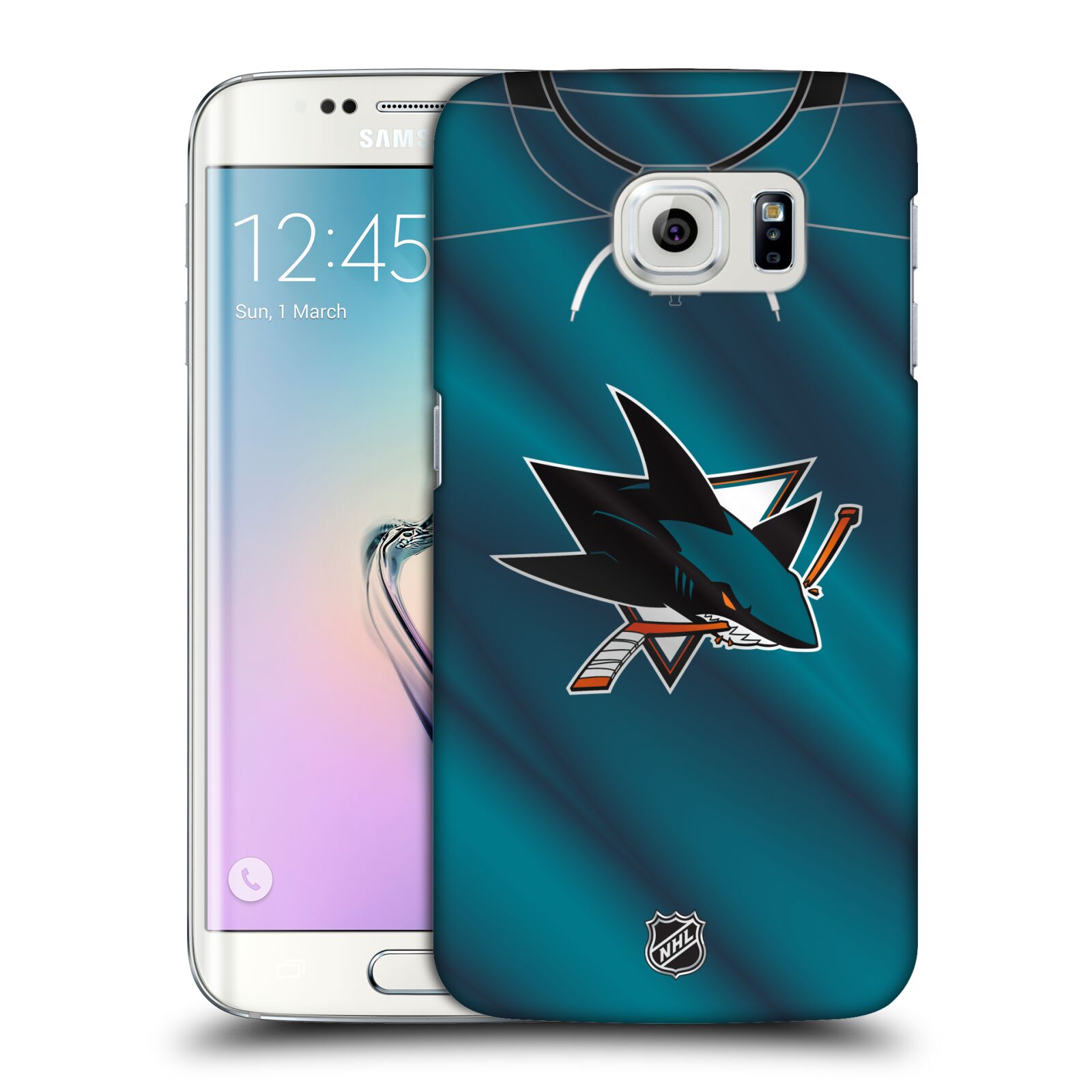Pouzdro na mobil Samsung Galaxy S6 EDGE - HEAD CASE - Hokej NHL - San Jose Sharks - Znak na dresu