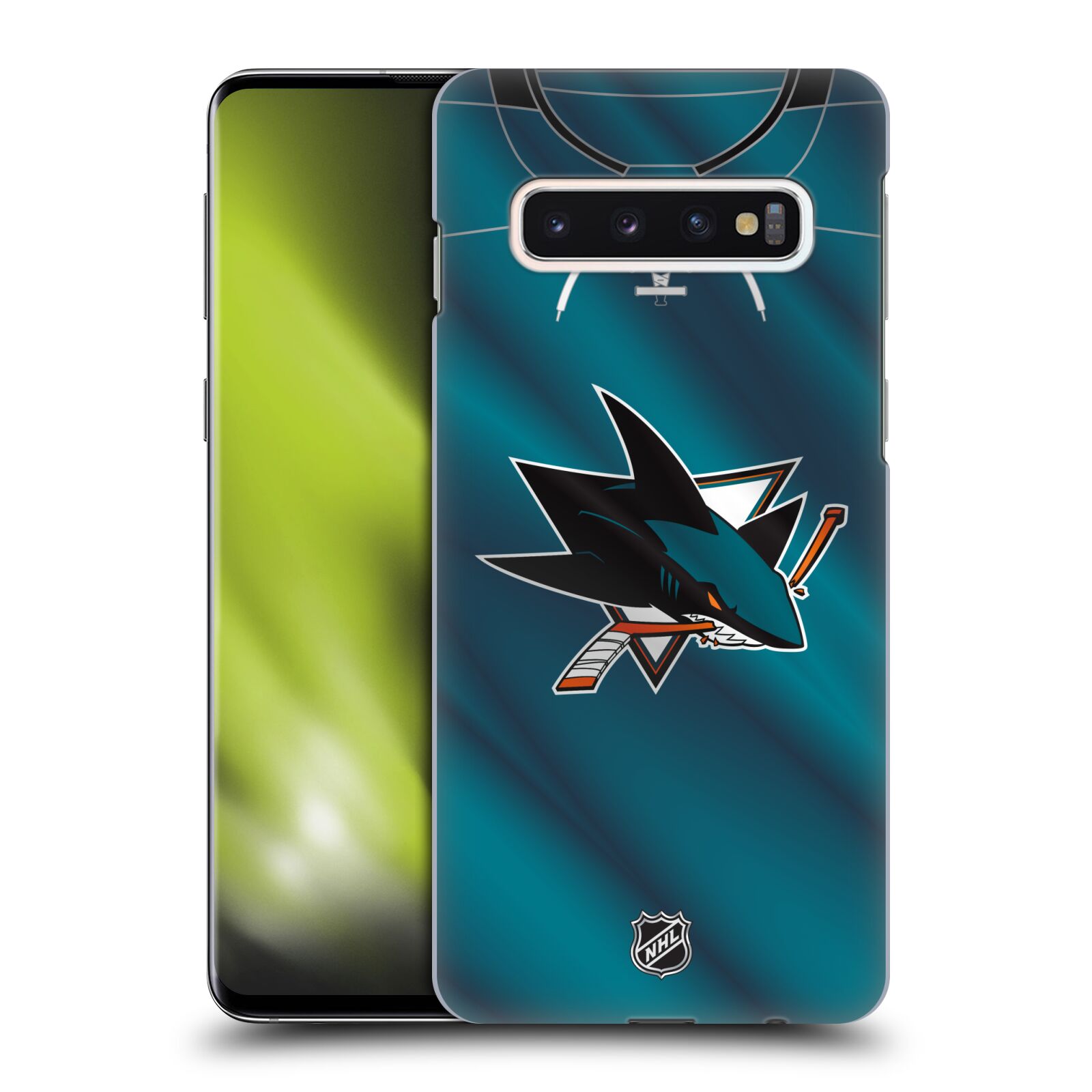 Pouzdro na mobil Samsung Galaxy S10 - HEAD CASE - Hokej NHL - San Jose Sharks - Znak na dresu