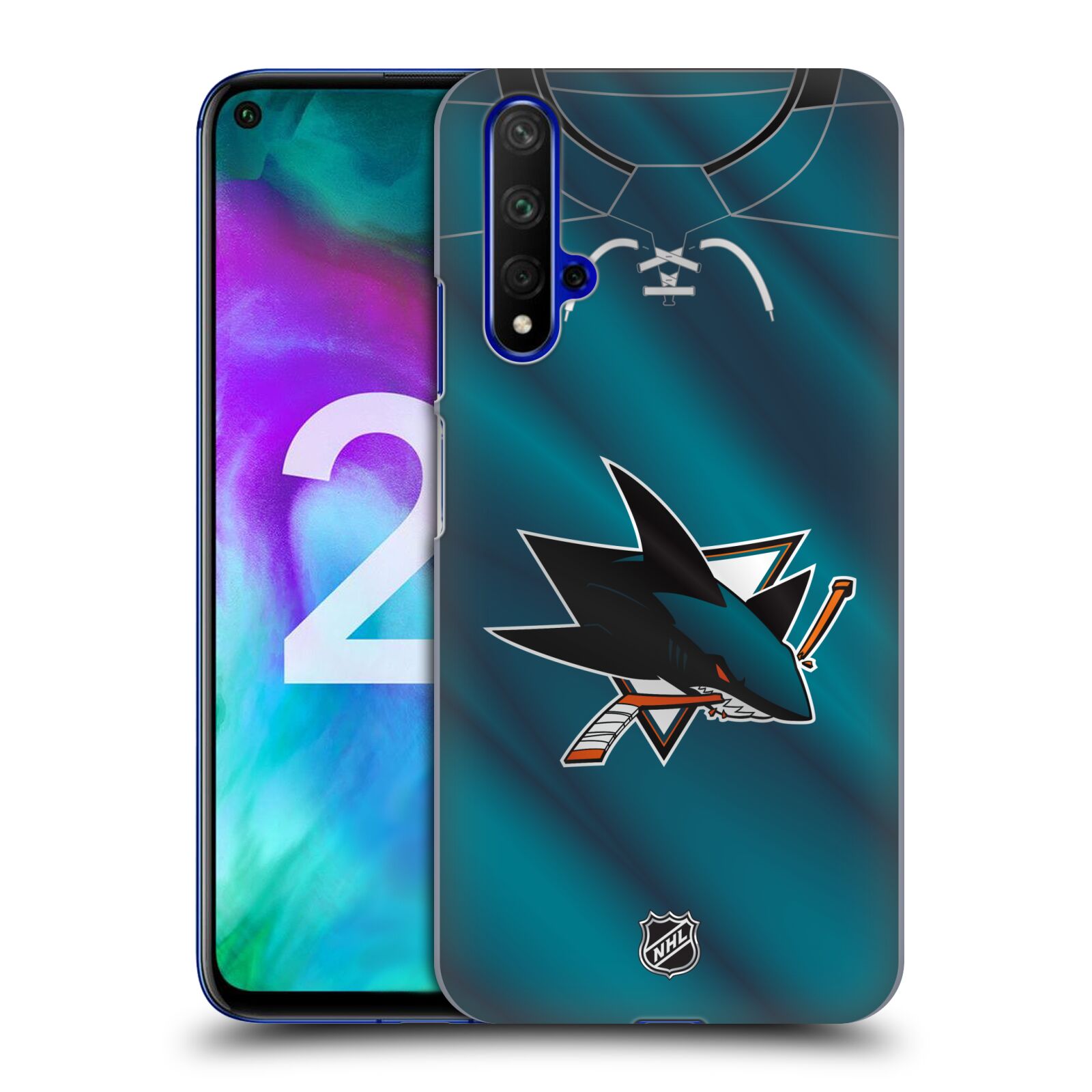 Pouzdro na mobil HONOR 20 - HEAD CASE - Hokej NHL - San Jose Sharks - Znak na dresu