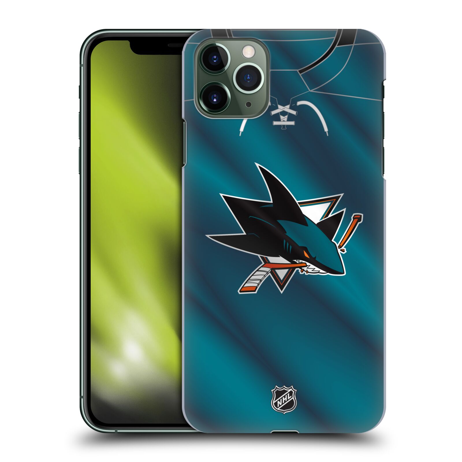 Pouzdro na mobil Apple Iphone 11 PRO MAX - HEAD CASE - Hokej NHL - San Jose Sharks - Znak na dresu