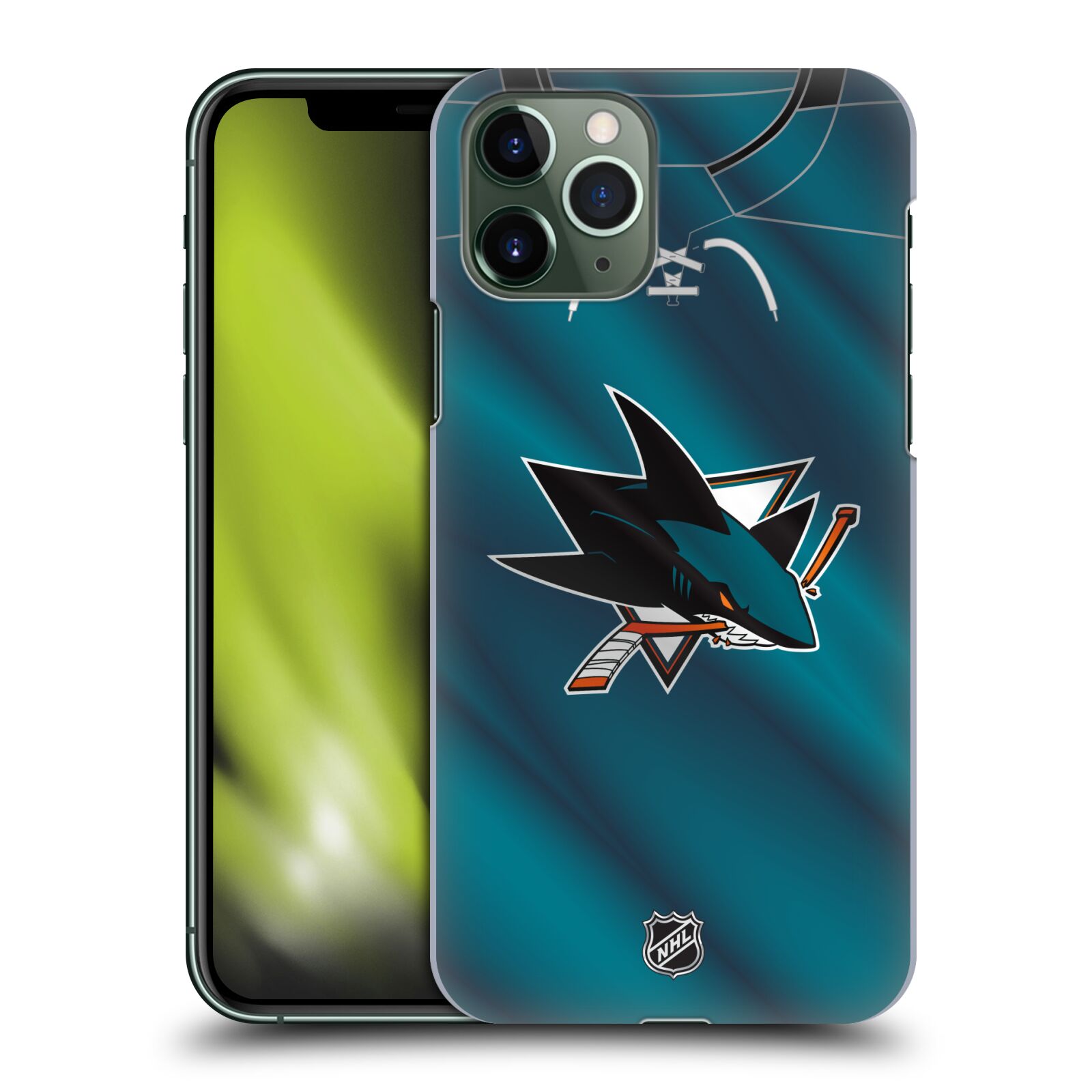 Pouzdro na mobil Apple Iphone 11 PRO - HEAD CASE - Hokej NHL - San Jose Sharks - Znak na dresu