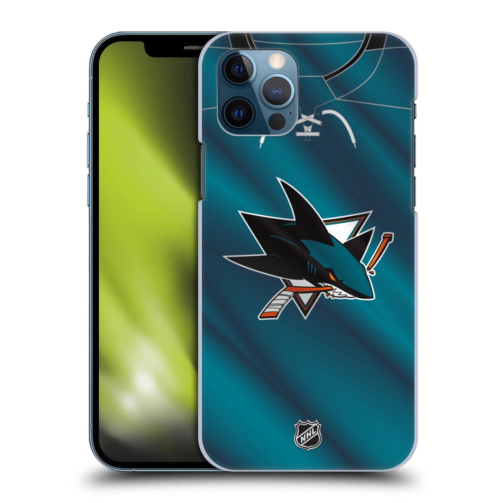 Pouzdro na mobil Apple Iphone 12 / 12 PRO - HEAD CASE - Hokej NHL - San Jose Sharks - Znak na dresu