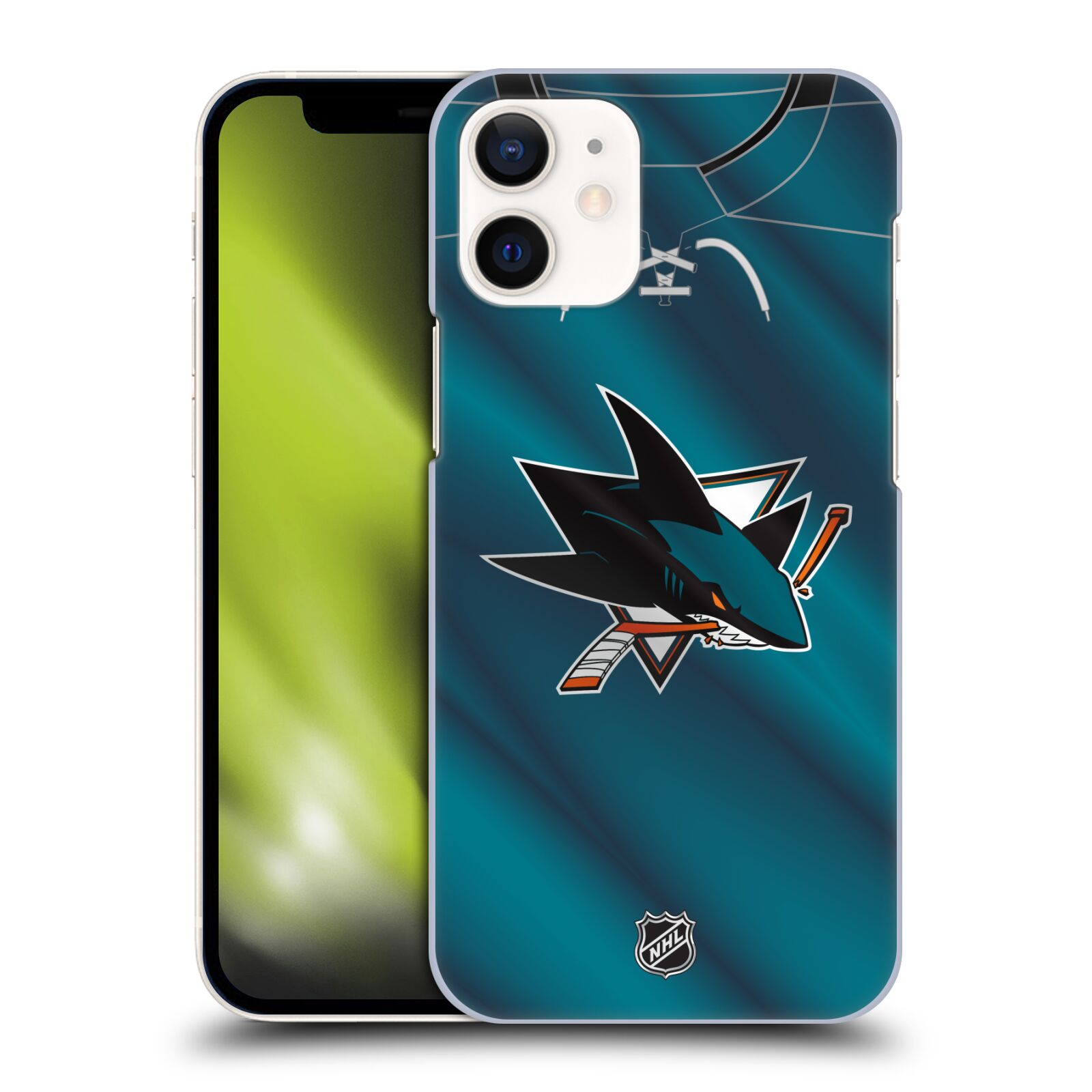 Pouzdro na mobil Apple Iphone 12 MINI - HEAD CASE - Hokej NHL - San Jose Sharks - Znak na dresu