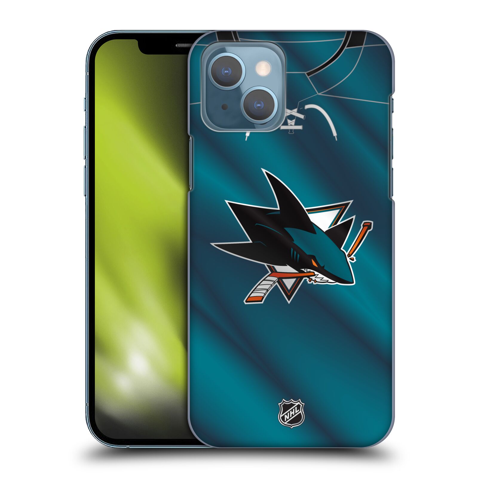 Pouzdro na mobil Apple Iphone 13 - HEAD CASE - Hokej NHL - San Jose Sharks - Znak na dresu