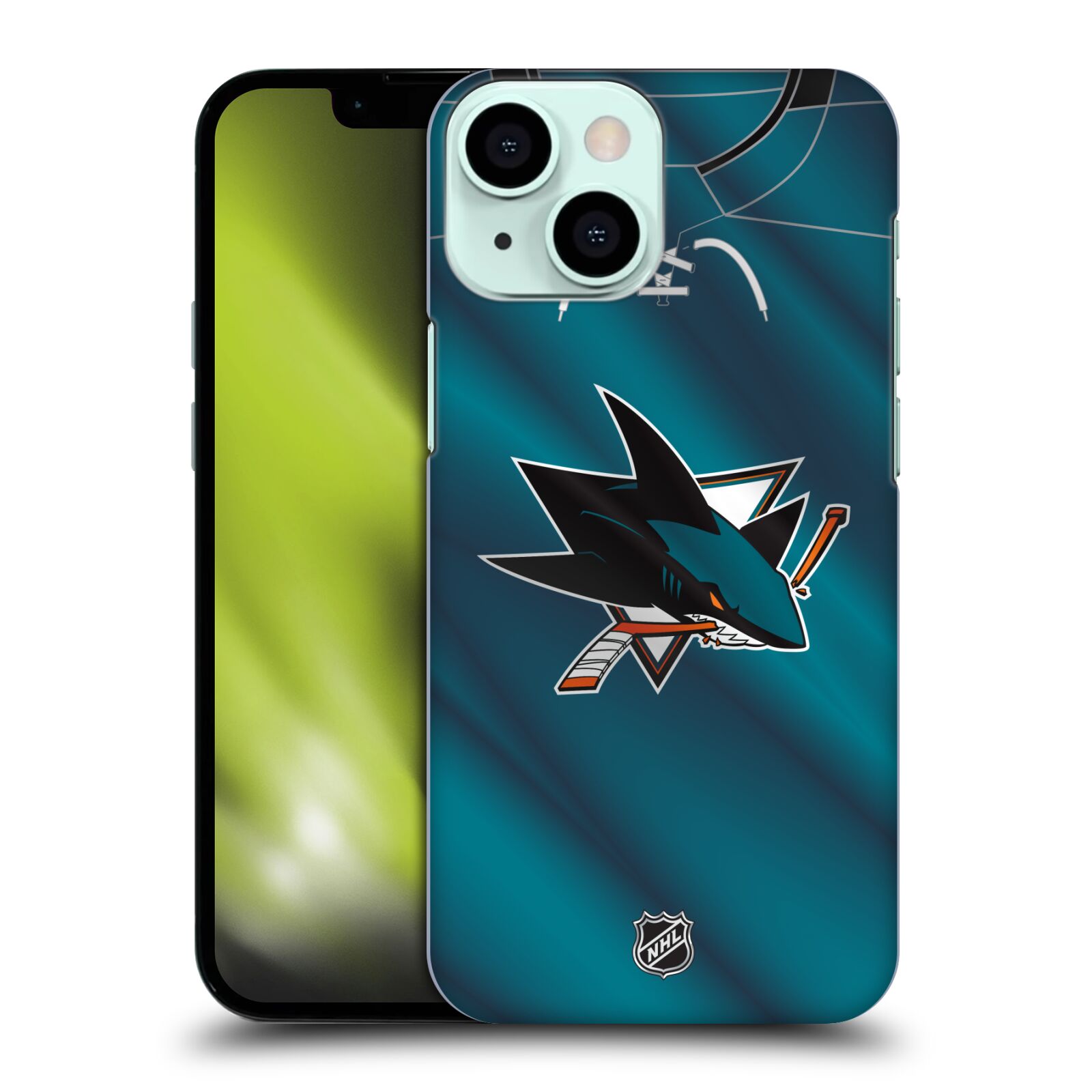 Pouzdro na mobil Apple Iphone 13 MINI - HEAD CASE - Hokej NHL - San Jose Sharks - Znak na dresu