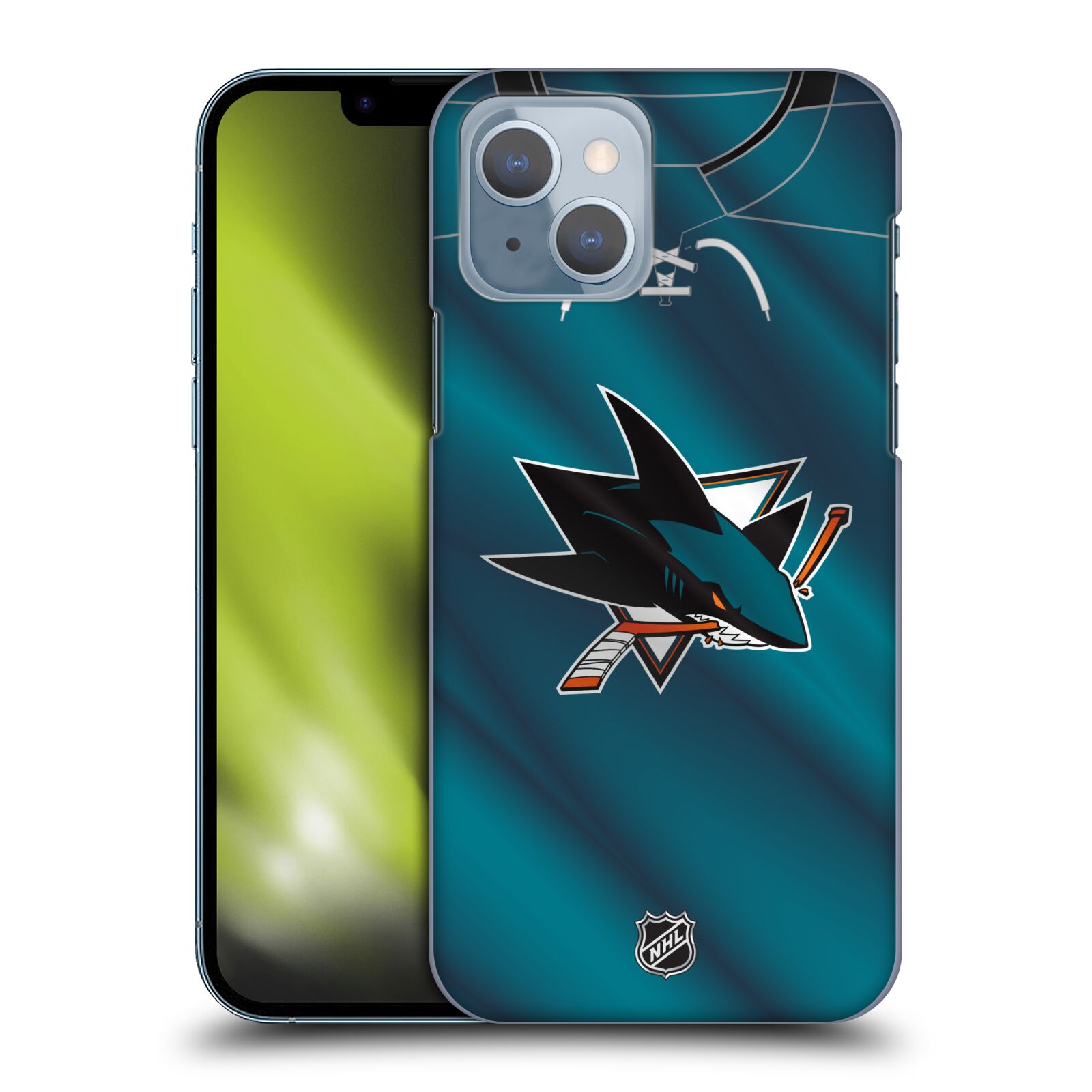 Pouzdro na mobil Apple Iphone 14 - HEAD CASE - Hokej NHL - San Jose Sharks - Znak na dresu
