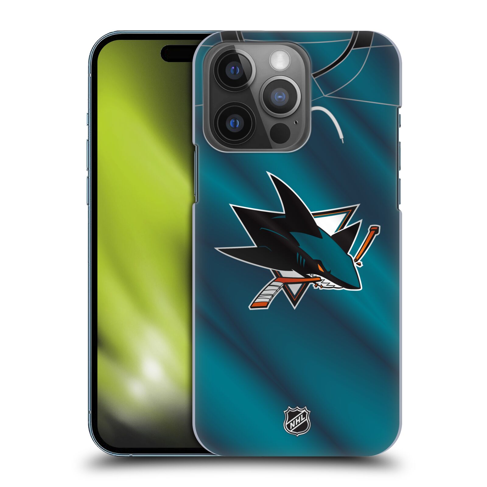 Pouzdro na mobil Apple Iphone 14 PRO - HEAD CASE - Hokej NHL - San Jose Sharks - Znak na dresu
