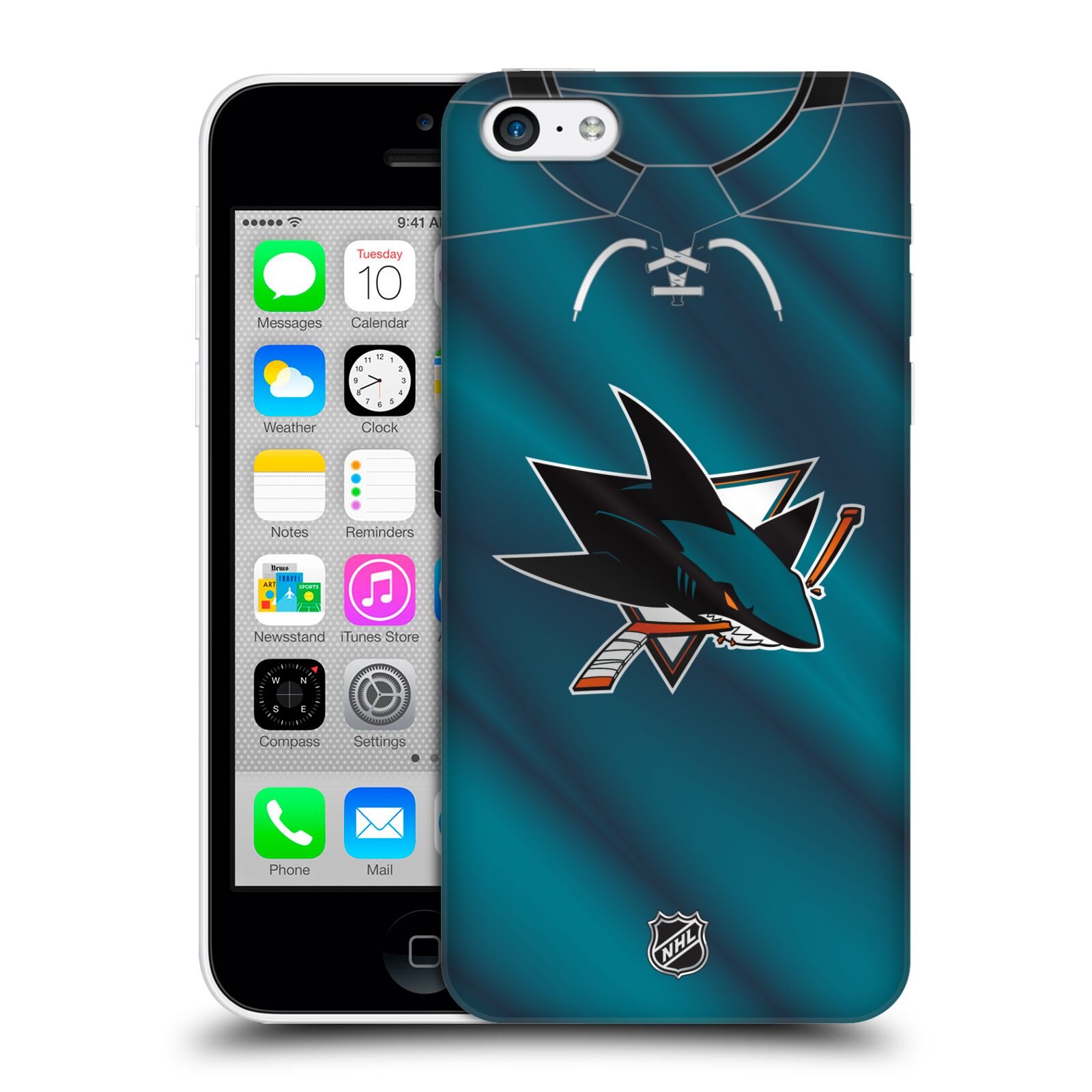 Pouzdro na mobil Apple Iphone 5C - HEAD CASE - Hokej NHL - San Jose Sharks - Znak na dresu