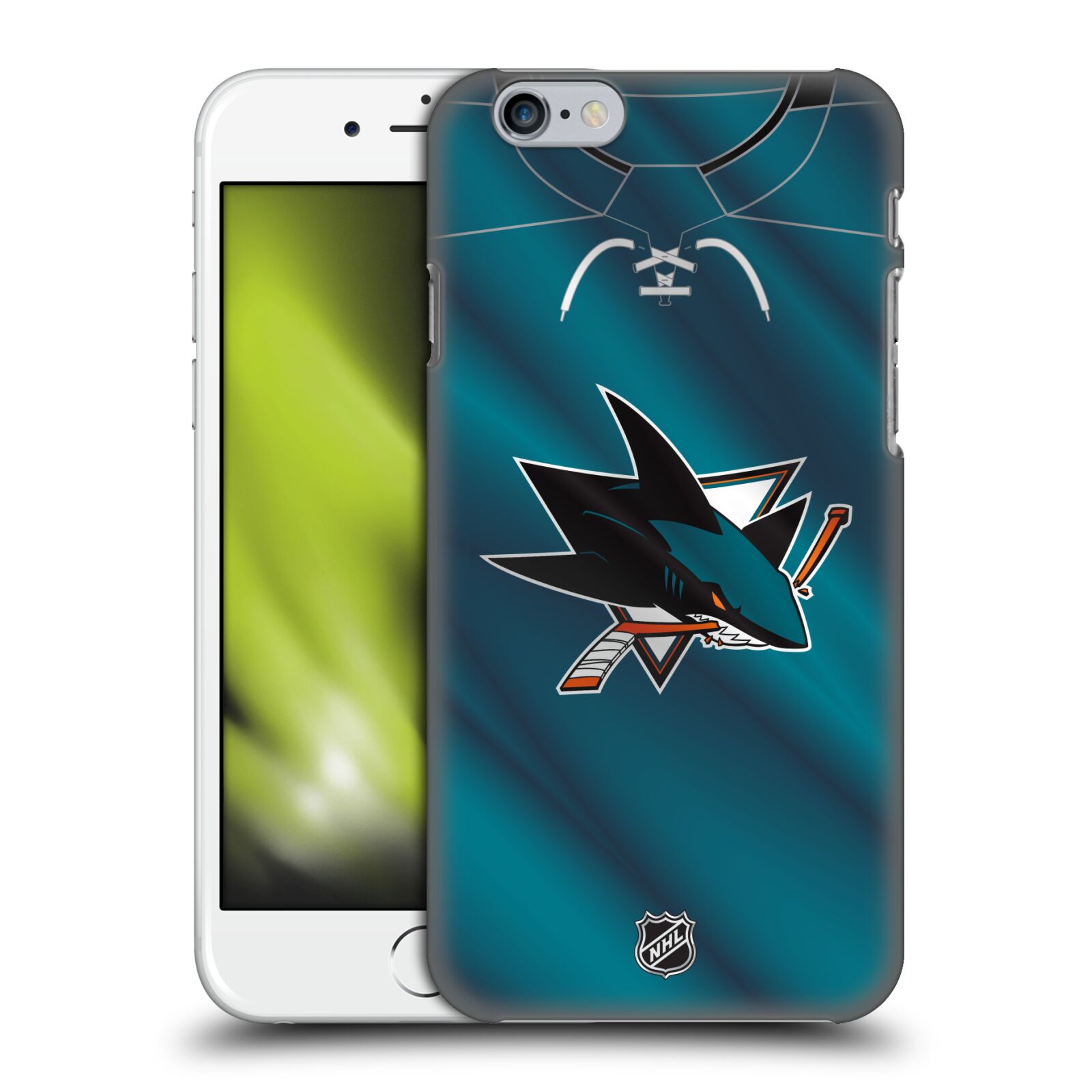 Pouzdro na mobil Apple Iphone 6/6S - HEAD CASE - Hokej NHL - San Jose Sharks - Znak na dresu