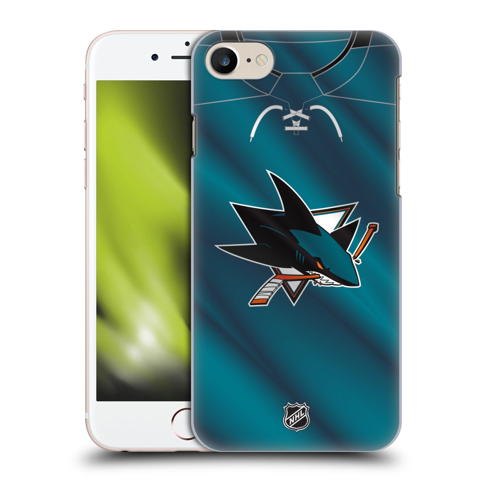 Pouzdro na mobil Apple Iphone 7/8 - HEAD CASE - Hokej NHL - San Jose Sharks - Znak na dresu