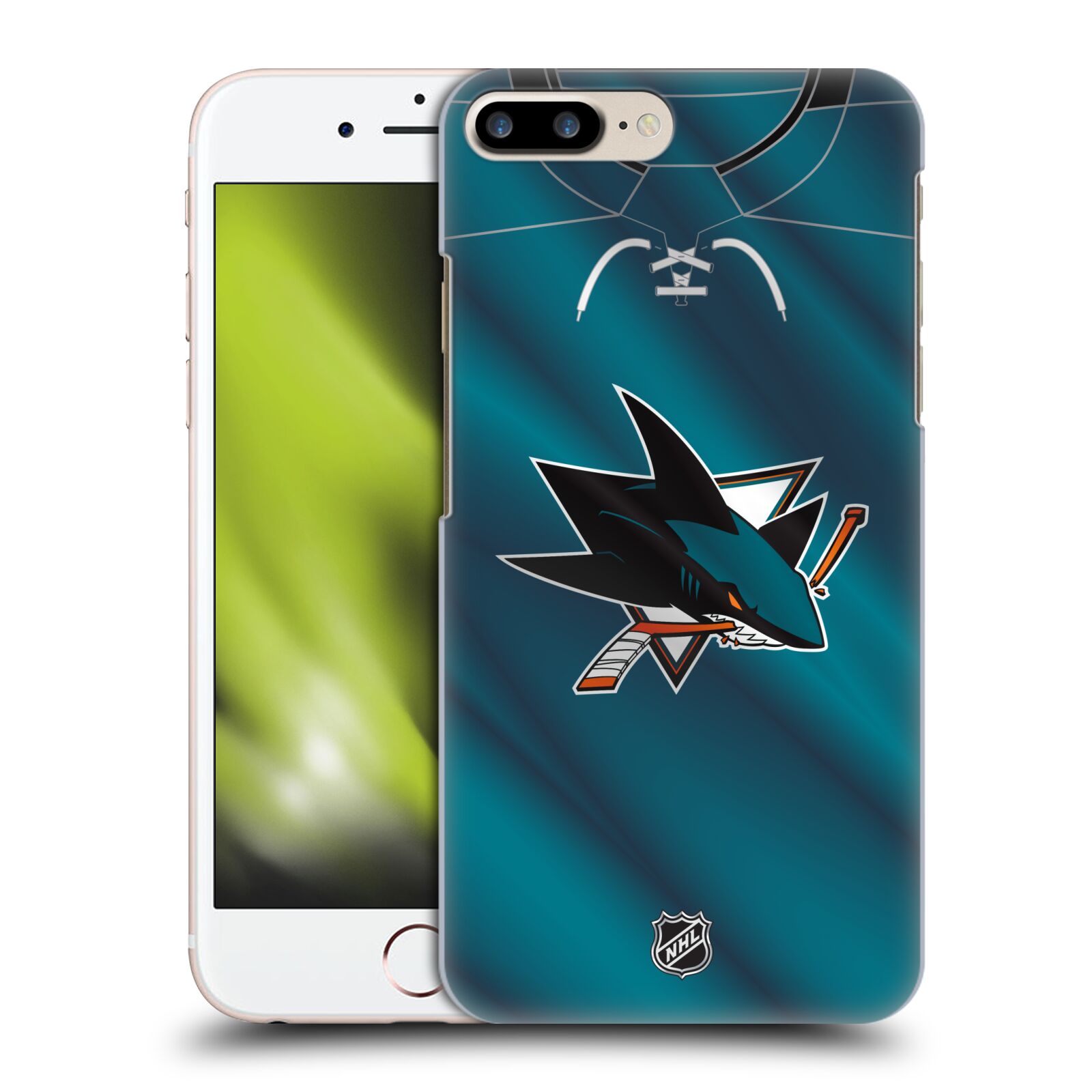 Pouzdro na mobil Apple Iphone 7/8 PLUS - HEAD CASE - Hokej NHL - San Jose Sharks - Znak na dresu