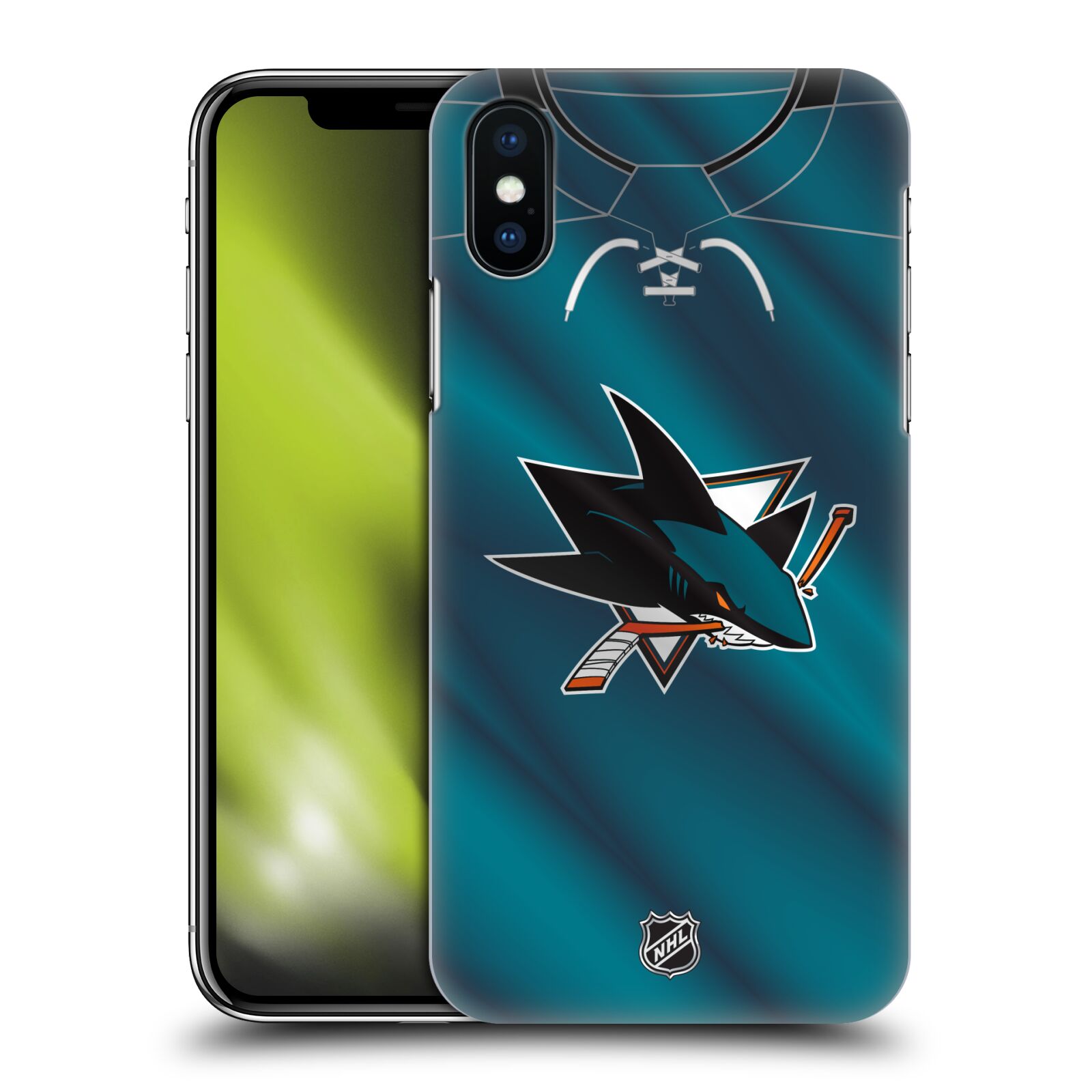 Pouzdro na mobil Apple Iphone X/XS - HEAD CASE - Hokej NHL - San Jose Sharks - Znak na dresu