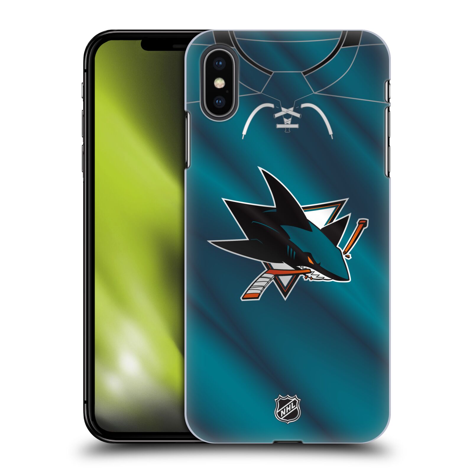 Pouzdro na mobil Apple Iphone XS MAX - HEAD CASE - Hokej NHL - San Jose Sharks - Znak na dresu