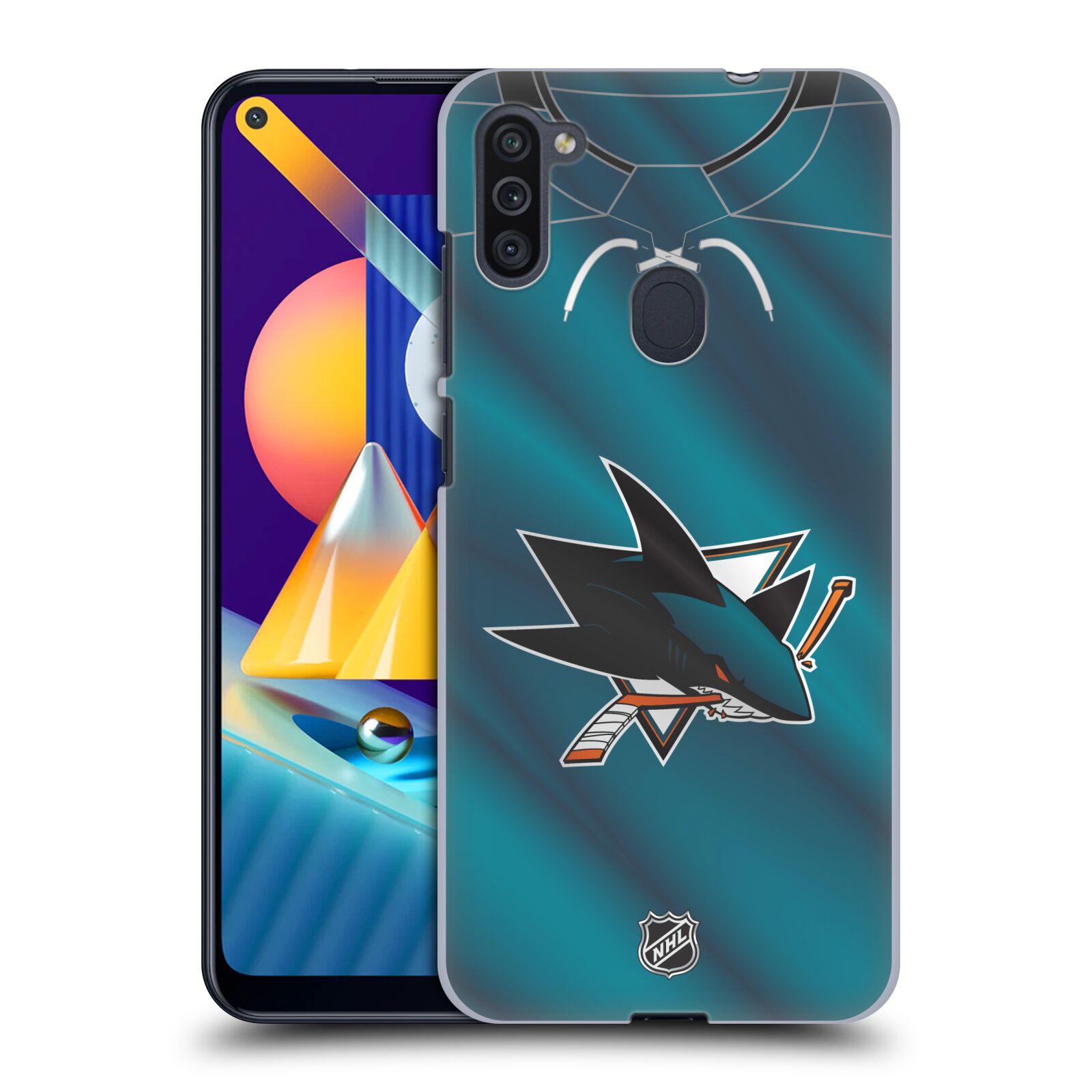 Pouzdro na mobil Samsung Galaxy M11 - HEAD CASE - Hokej NHL - San Jose Sharks - Znak na dresu