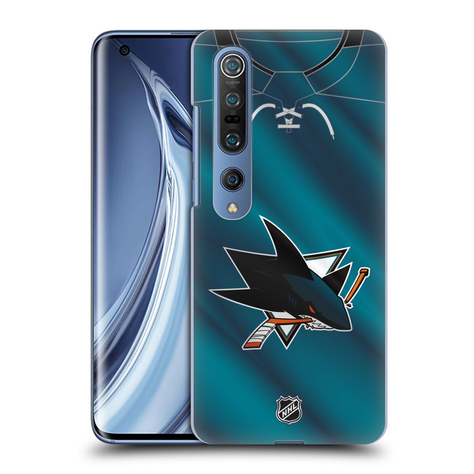 Pouzdro na mobil Xiaomi  Mi 10 5G / Mi 10 5G PRO - HEAD CASE - Hokej NHL - San Jose Sharks - Znak na dresu