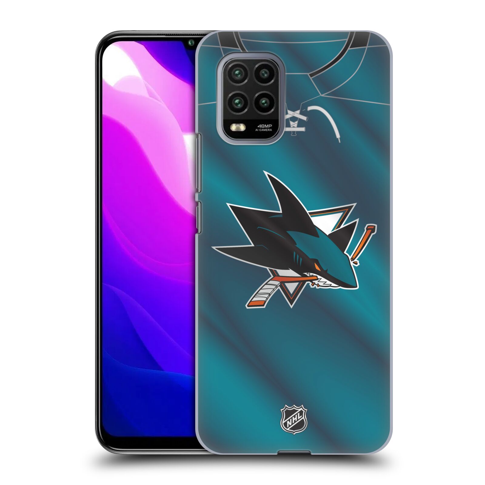 Pouzdro na mobil Xiaomi  Mi 10 LITE / Mi 10 LITE 5G - HEAD CASE - Hokej NHL - San Jose Sharks - Znak na dresu