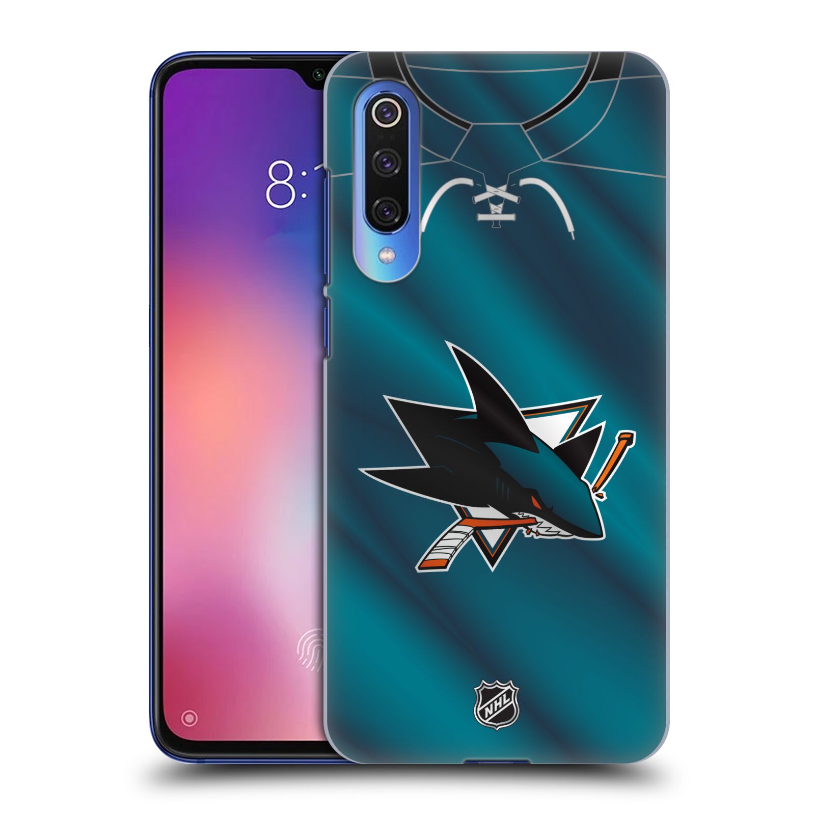 Pouzdro na mobil Xiaomi  Mi 9 SE - HEAD CASE - Hokej NHL - San Jose Sharks - Znak na dresu