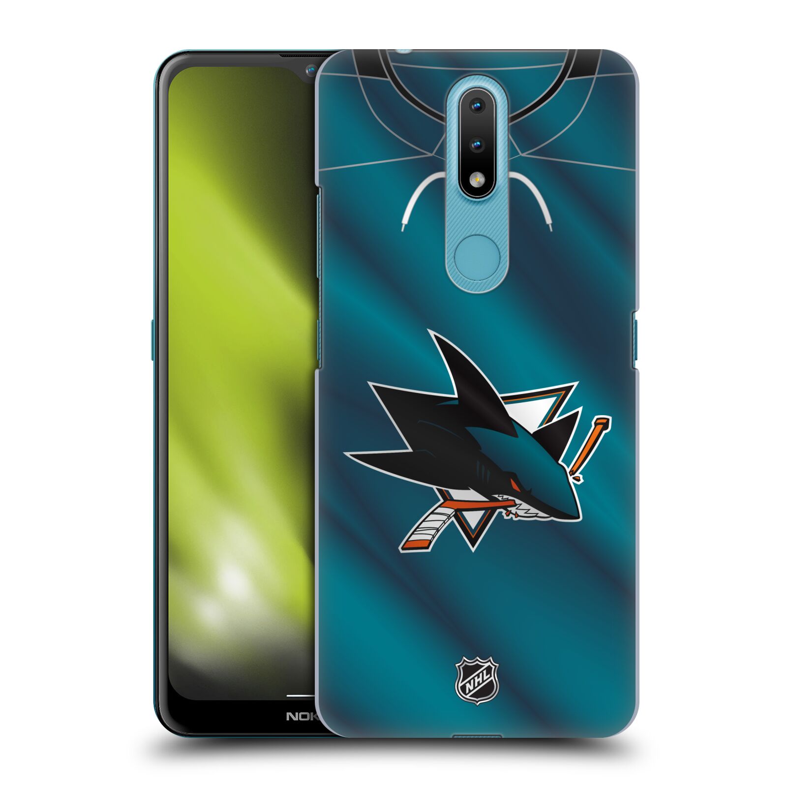 Pouzdro na mobil Nokia 2.4 - HEAD CASE - Hokej NHL - San Jose Sharks - Znak na dresu