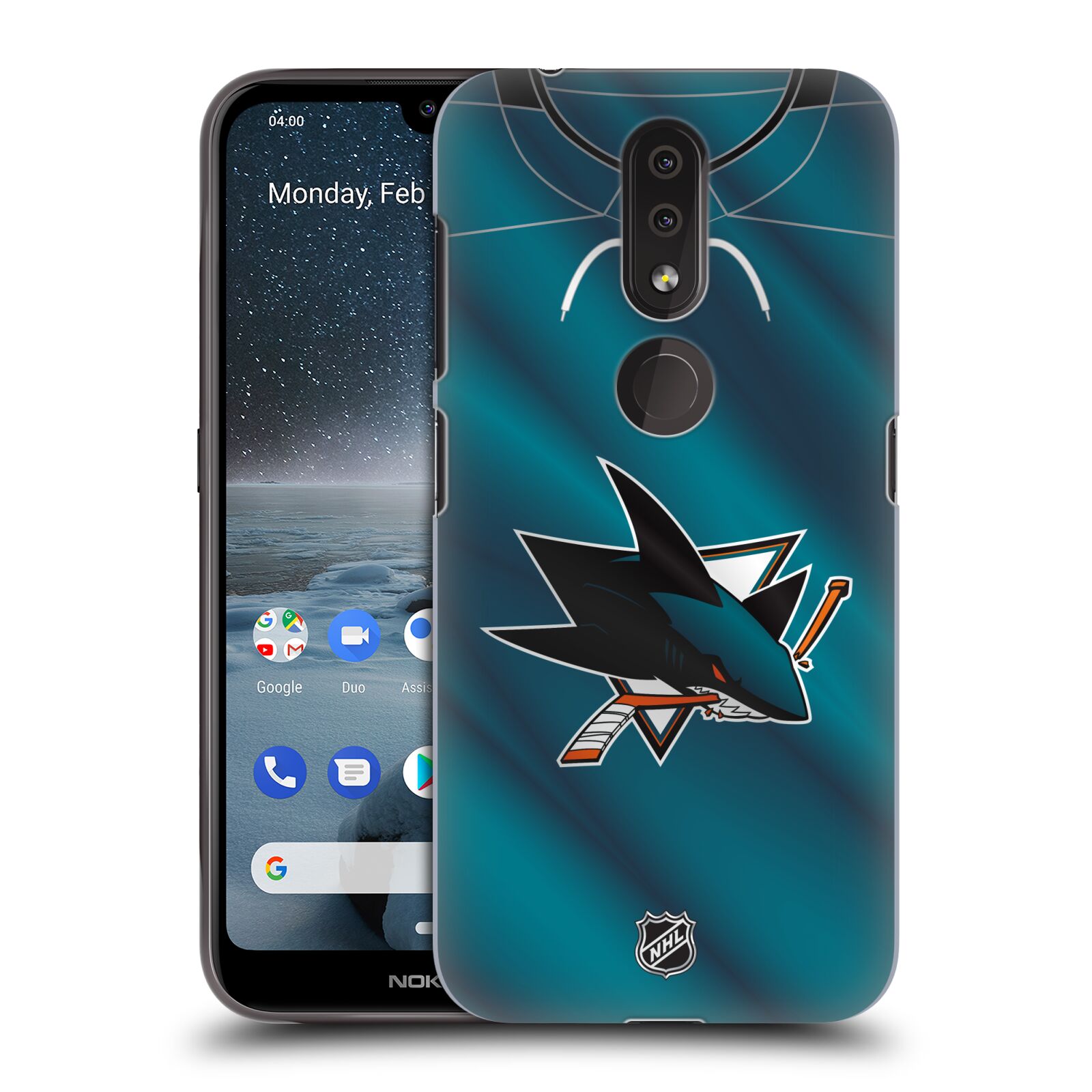 Pouzdro na mobil Nokia 4.2 - HEAD CASE - Hokej NHL - San Jose Sharks - Znak na dresu