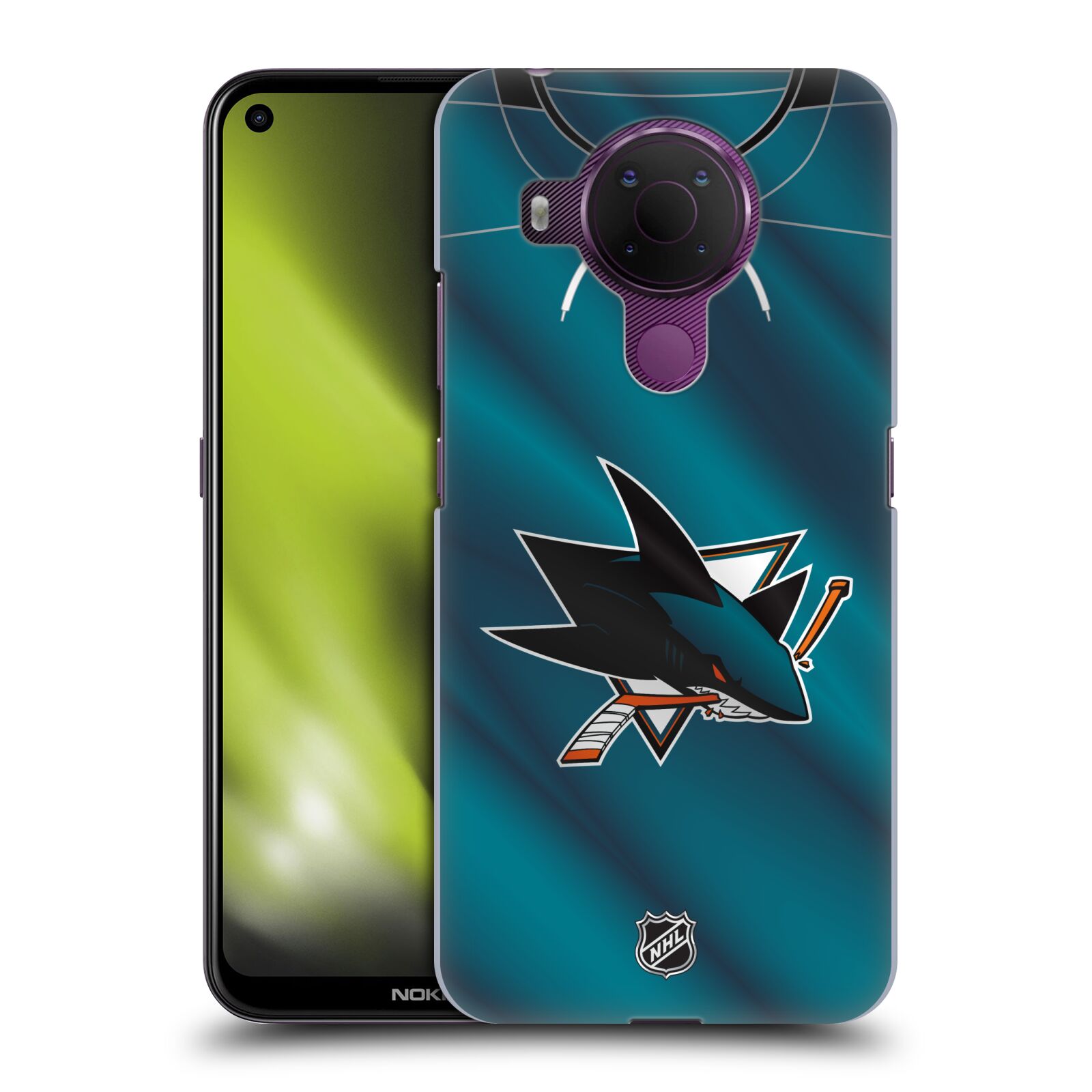 Pouzdro na mobil Nokia 5.4 - HEAD CASE - Hokej NHL - San Jose Sharks - Znak na dresu