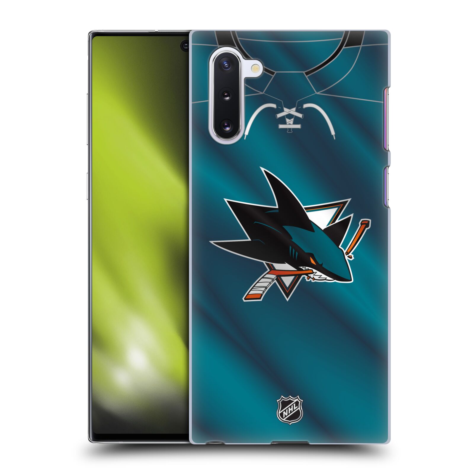 Pouzdro na mobil Samsung Galaxy Note 10 - HEAD CASE - Hokej NHL - San Jose Sharks - Znak na dresu