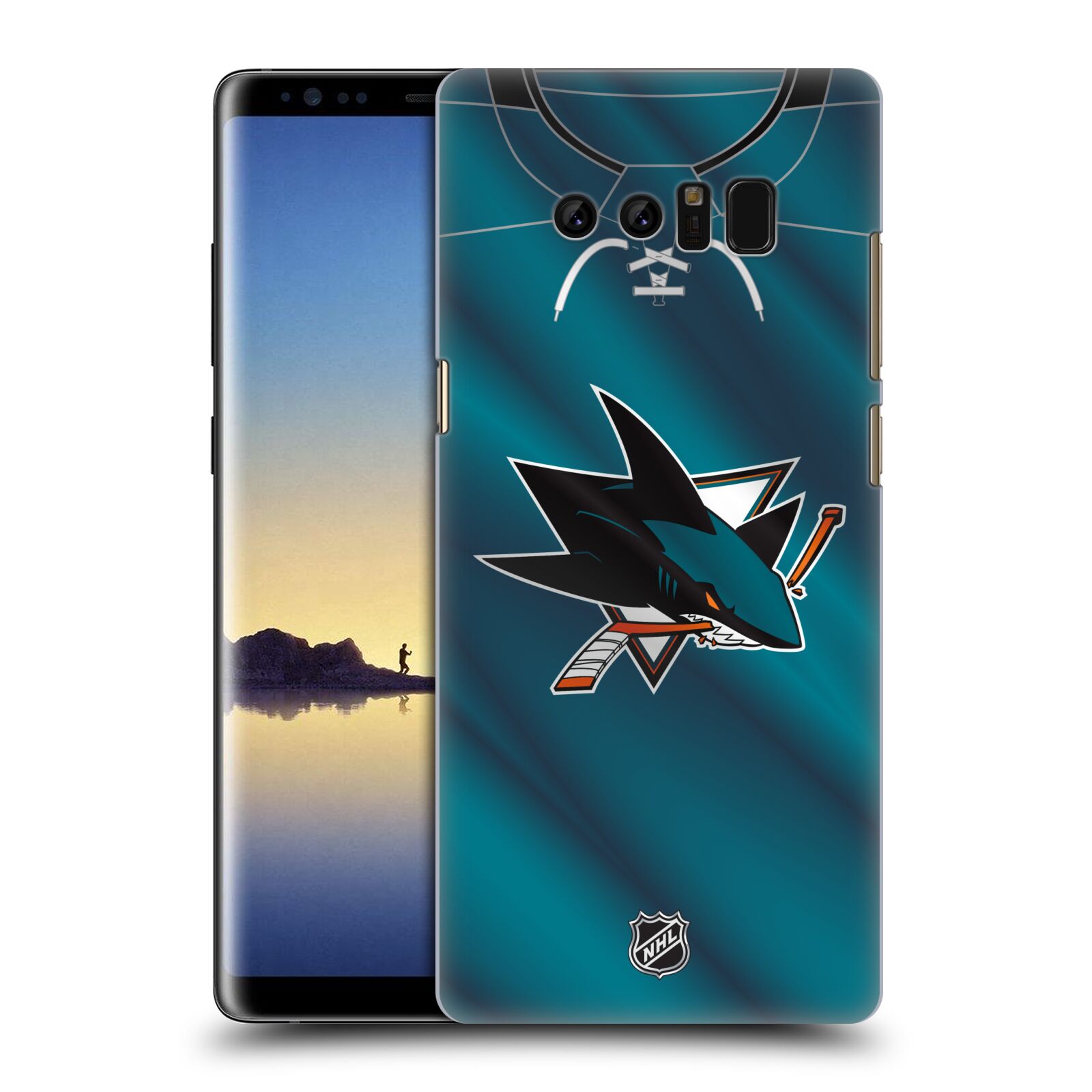 Pouzdro na mobil Samsung Galaxy Note 8 - HEAD CASE - Hokej NHL - San Jose Sharks - Znak na dresu