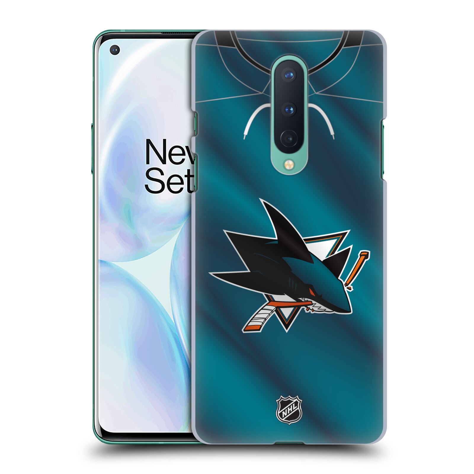 Pouzdro na mobil OnePlus 8 5G - HEAD CASE - Hokej NHL - San Jose Sharks - Znak na dresu
