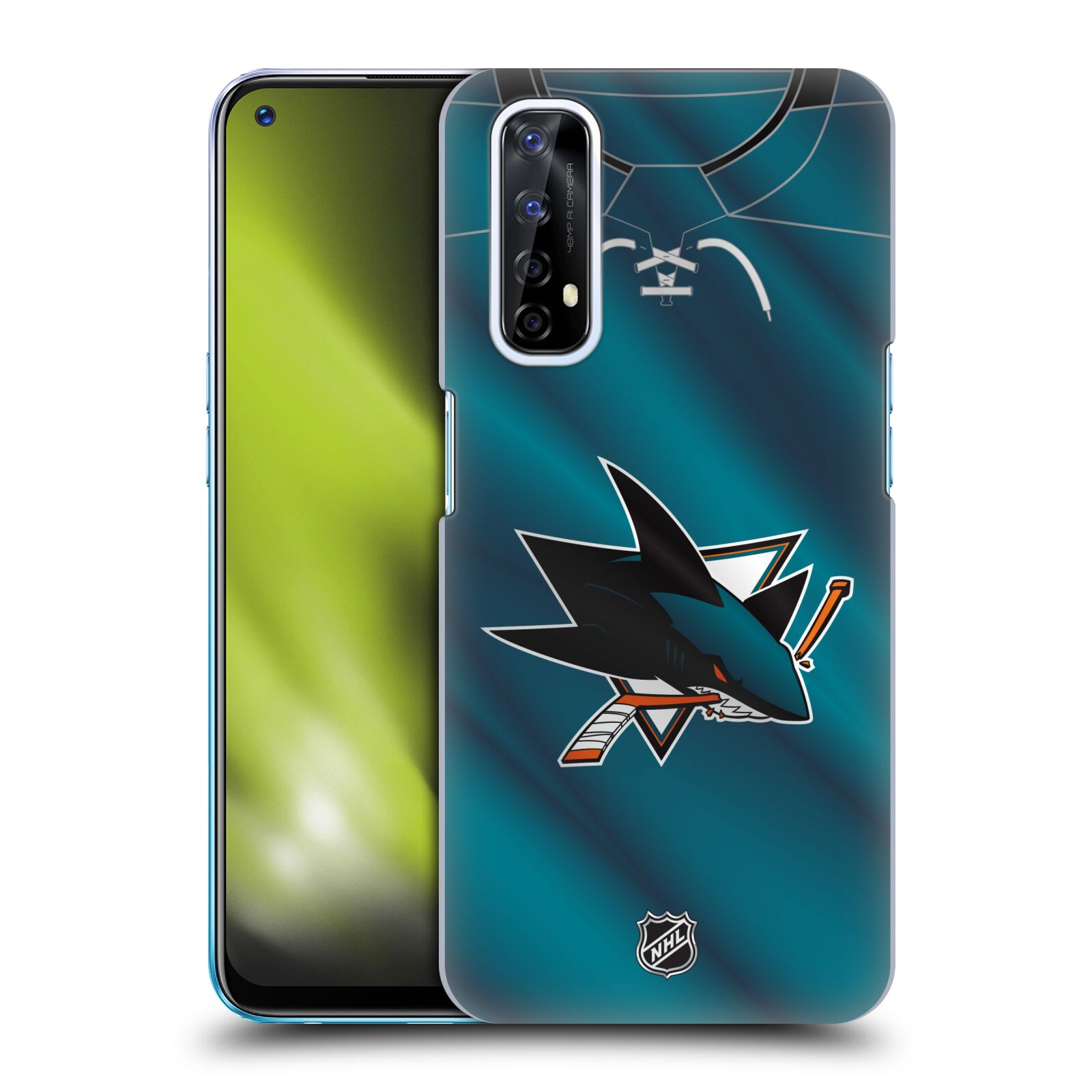 Pouzdro na mobil Realme 7 - HEAD CASE - Hokej NHL - San Jose Sharks - Znak na dresu