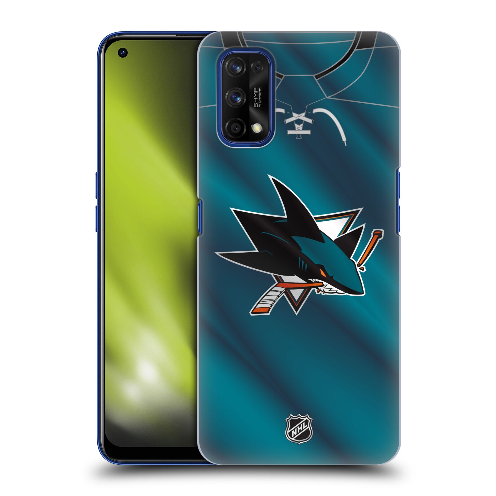 Pouzdro na mobil Realme 7 PRO - HEAD CASE - Hokej NHL - San Jose Sharks - Znak na dresu