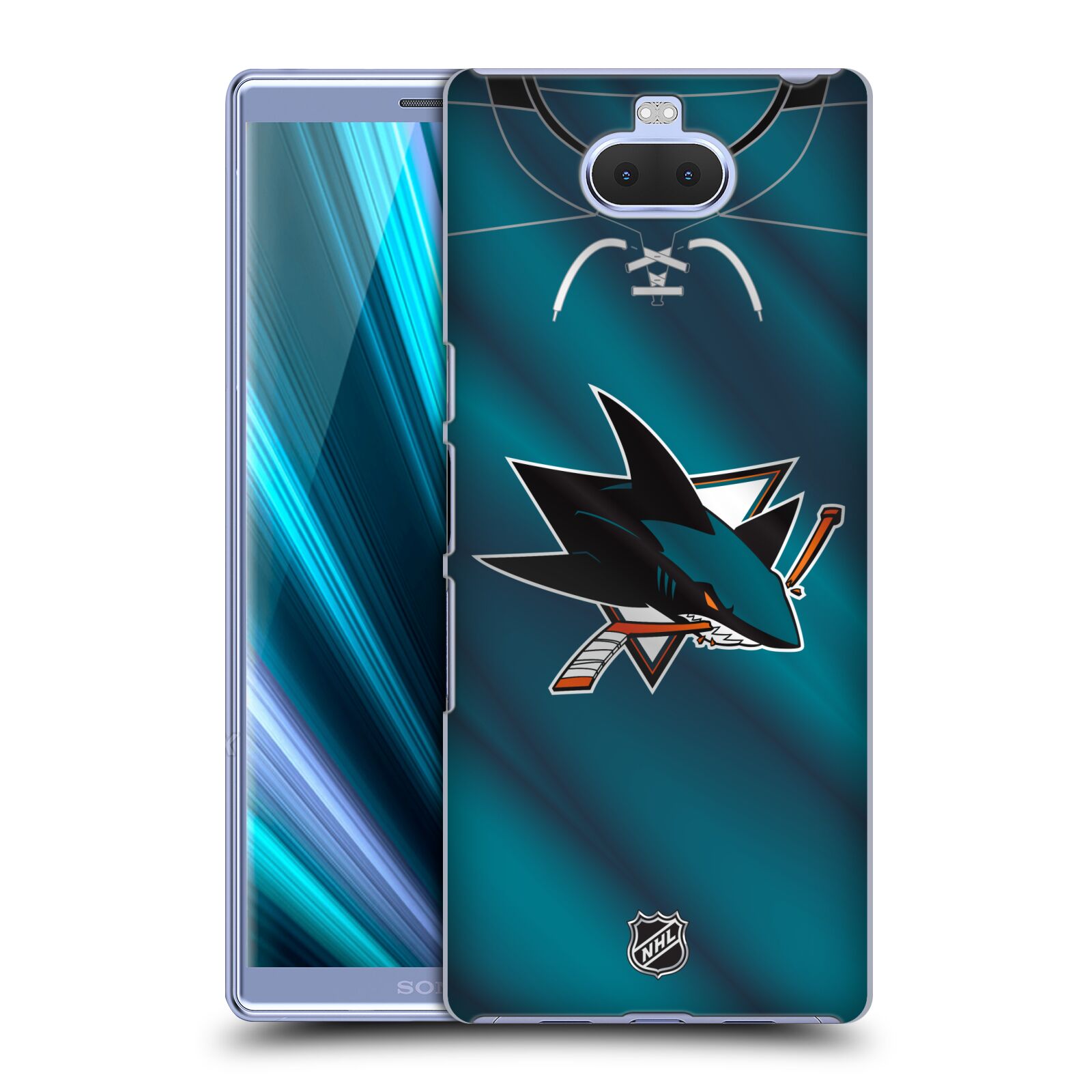 Pouzdro na mobil Sony Xperia 10 - HEAD CASE - Hokej NHL - San Jose Sharks - Znak na dresu
