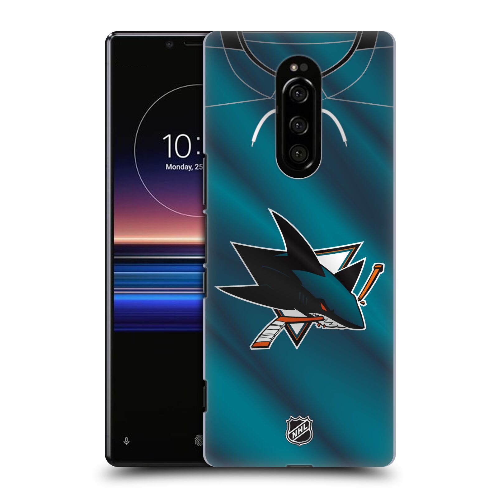 Pouzdro na mobil Sony Xperia 1 - HEAD CASE - Hokej NHL - San Jose Sharks - Znak na dresu
