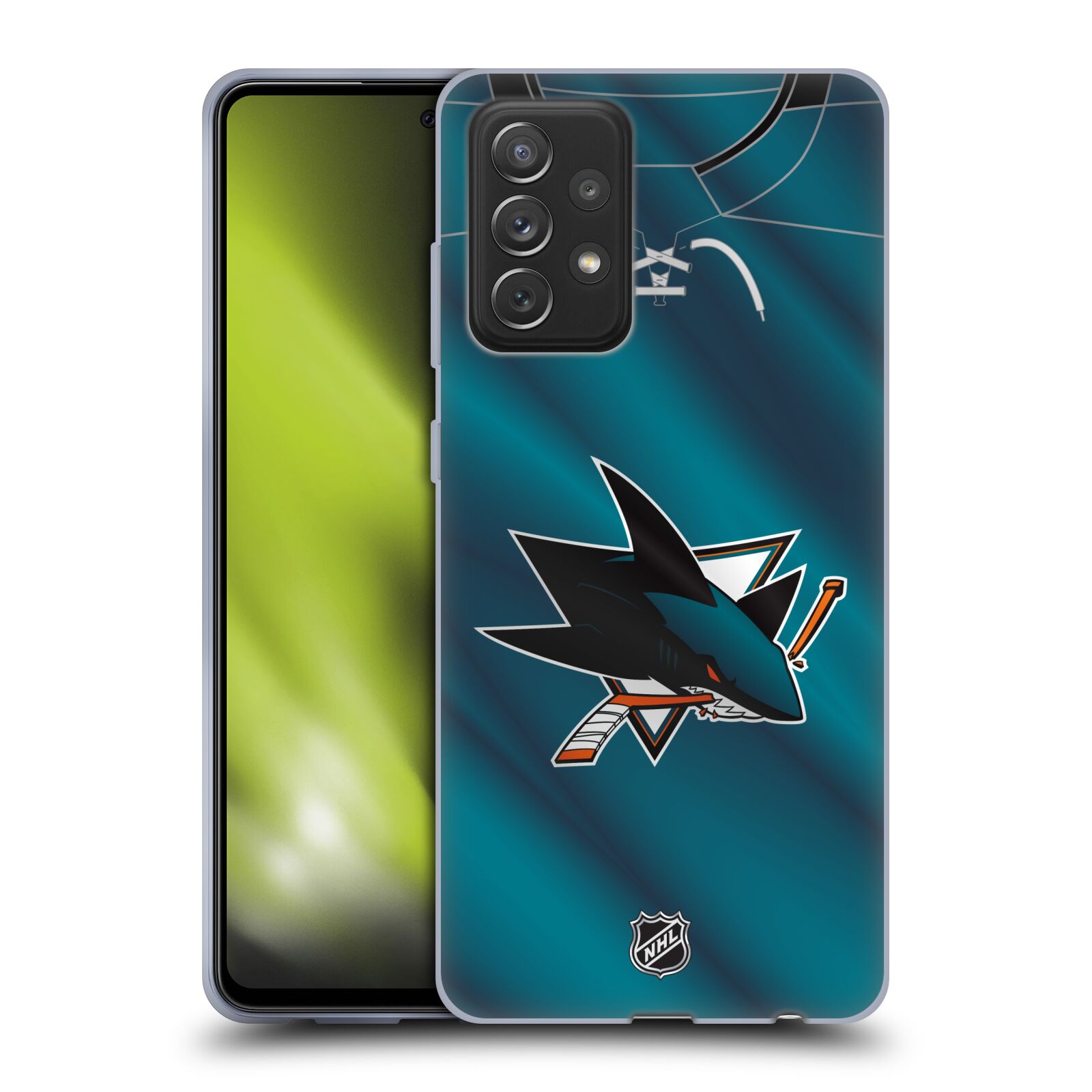 Pouzdro na mobil Samsung Galaxy A72 / A72 5G - HEAD CASE - Hokej NHL - San Jose Sharks - Znak na dresu