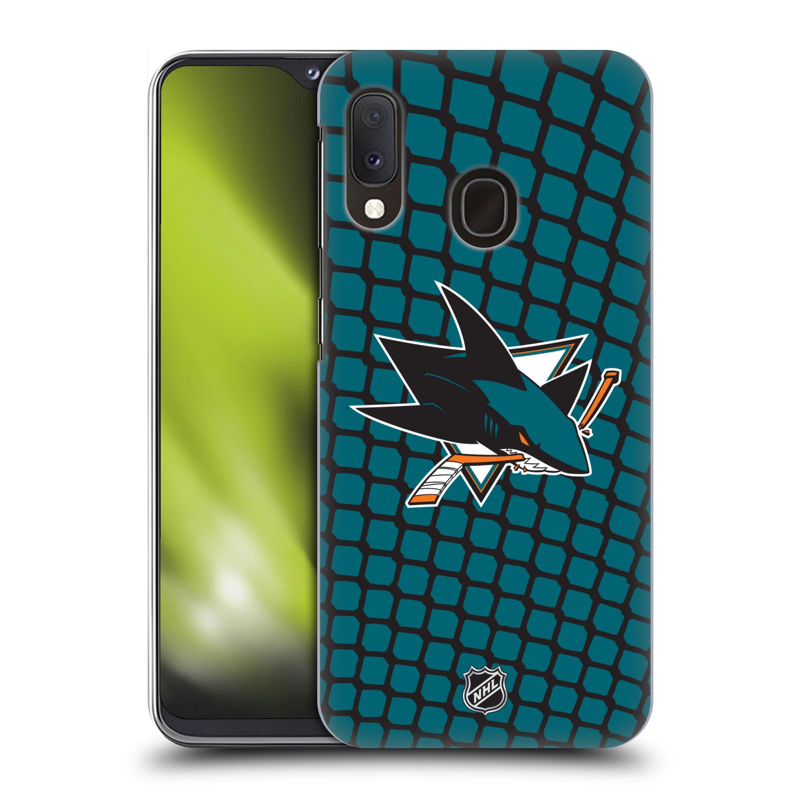 Pouzdro na mobil Samsung Galaxy A20e - HEAD CASE - Hokej NHL - San Jose Sharks - Znak v brance