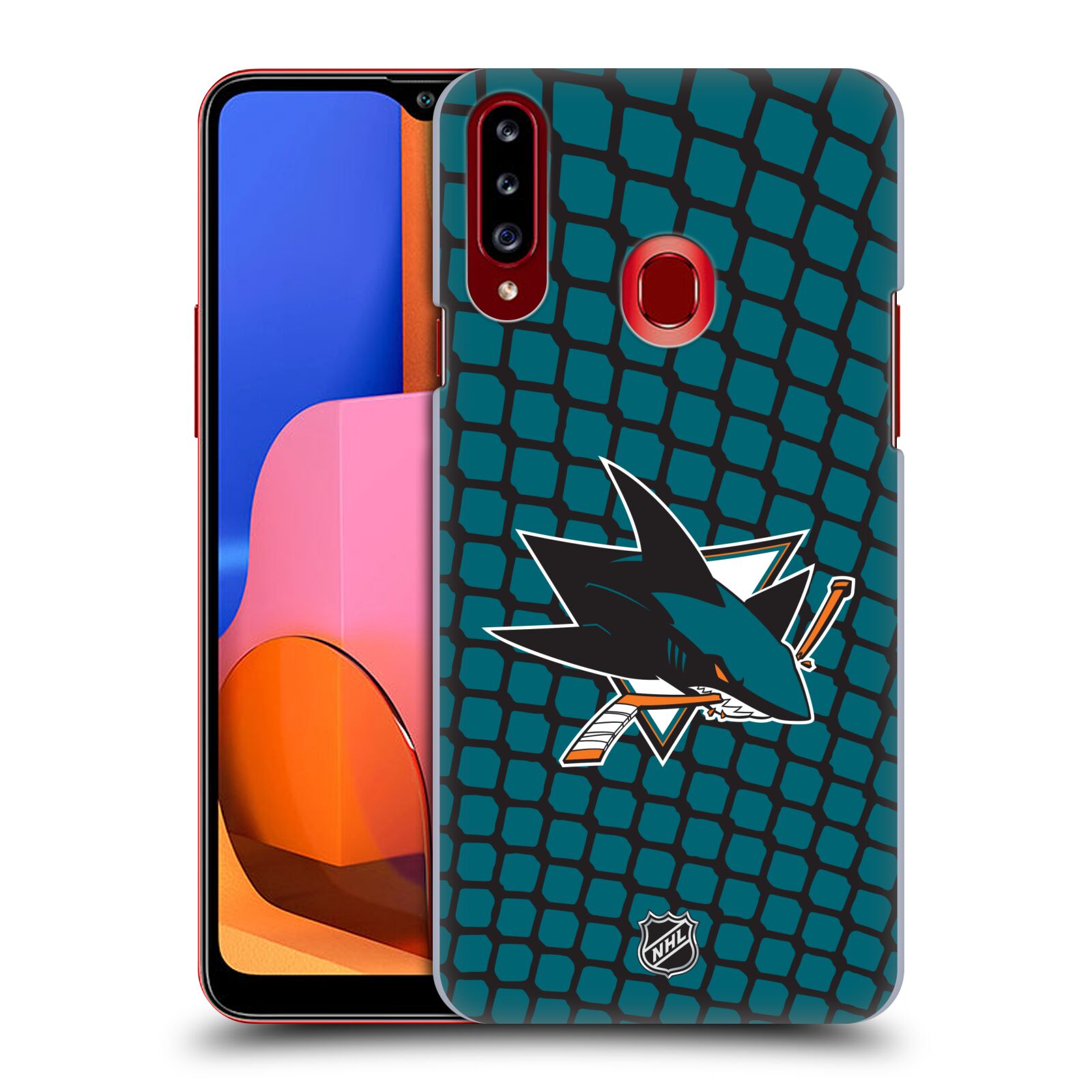 Pouzdro na mobil Samsung Galaxy A20s - HEAD CASE - Hokej NHL - San Jose Sharks - Znak v brance