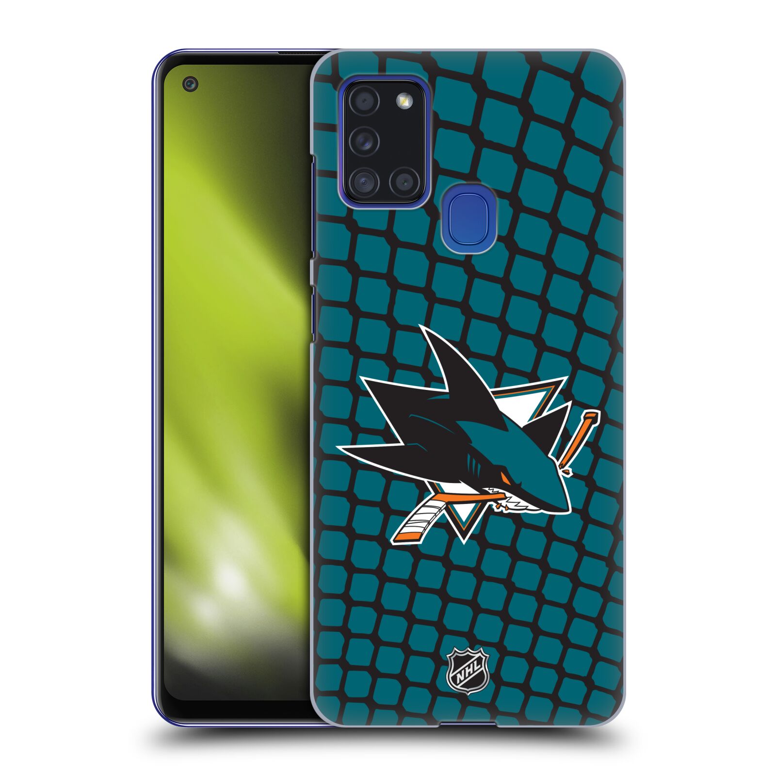 Pouzdro na mobil Samsung Galaxy A21s - HEAD CASE - Hokej NHL - San Jose Sharks - Znak v brance