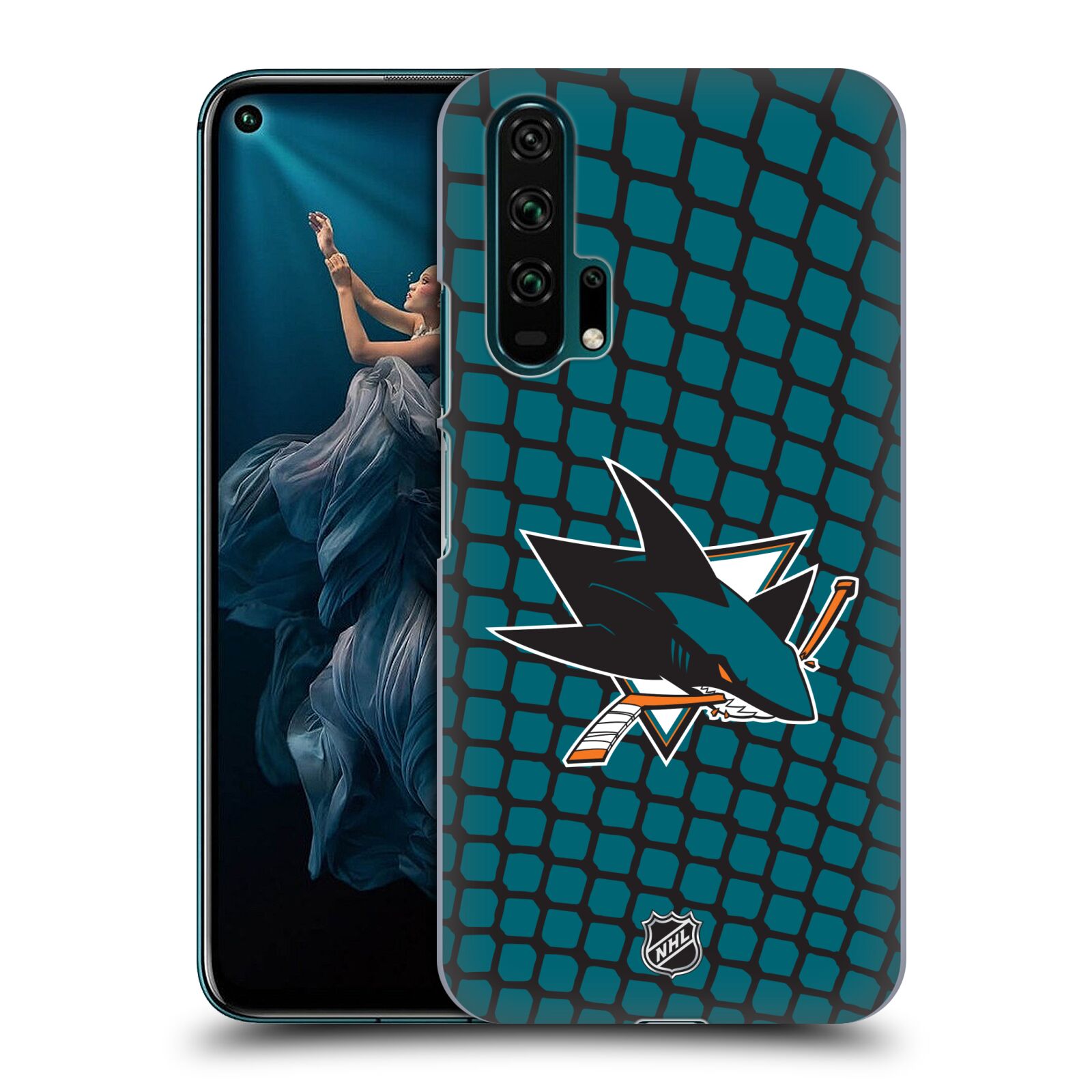 Pouzdro na mobil HONOR 20 PRO - HEAD CASE - Hokej NHL - San Jose Sharks - Znak v brance