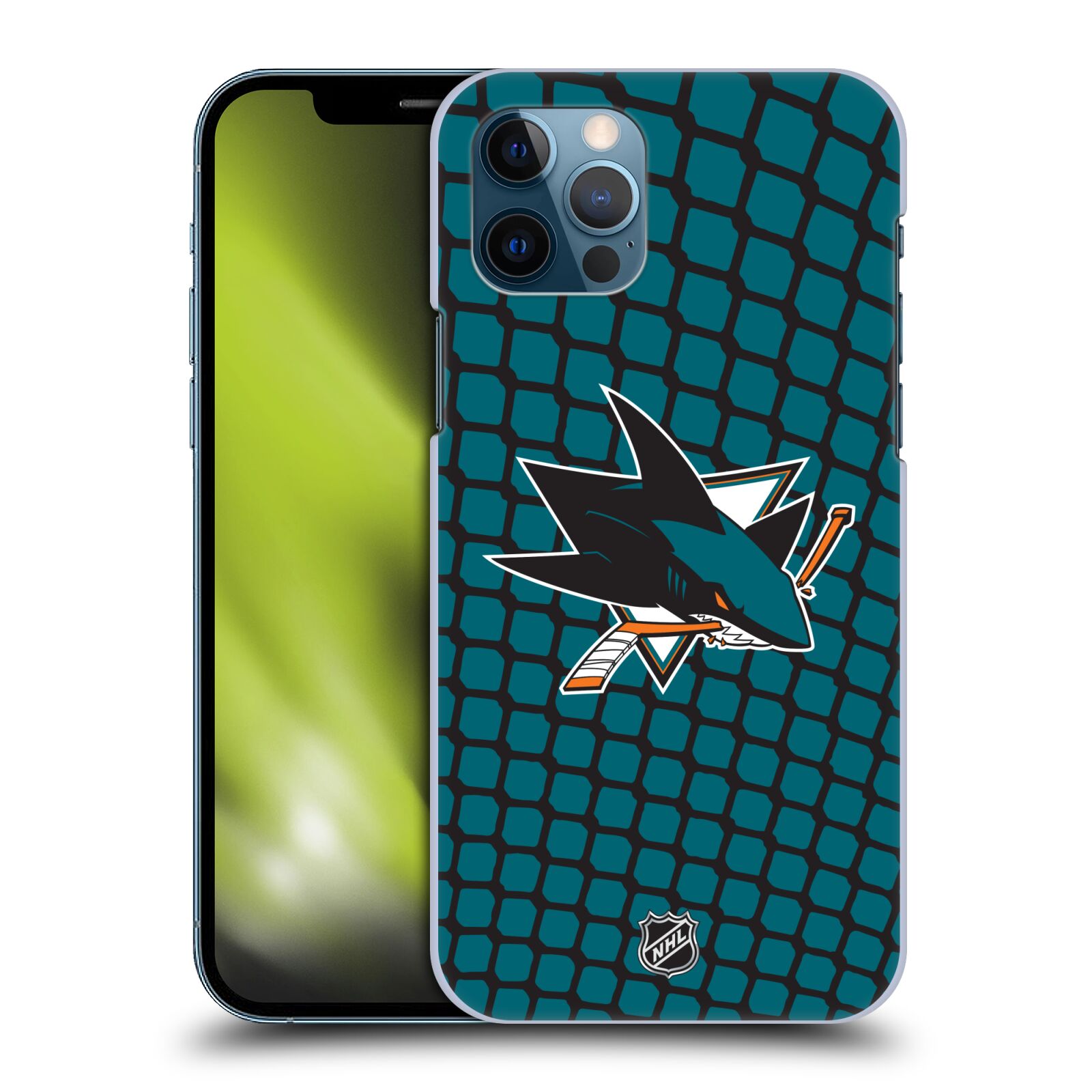 Pouzdro na mobil Apple Iphone 12 / 12 PRO - HEAD CASE - Hokej NHL - San Jose Sharks - Znak v brance