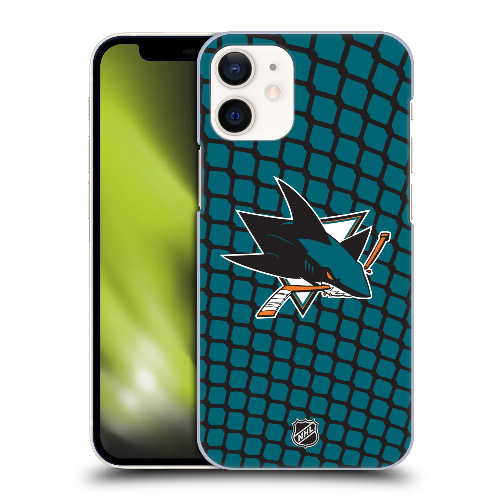 Pouzdro na mobil Apple Iphone 12 MINI - HEAD CASE - Hokej NHL - San Jose Sharks - Znak v brance