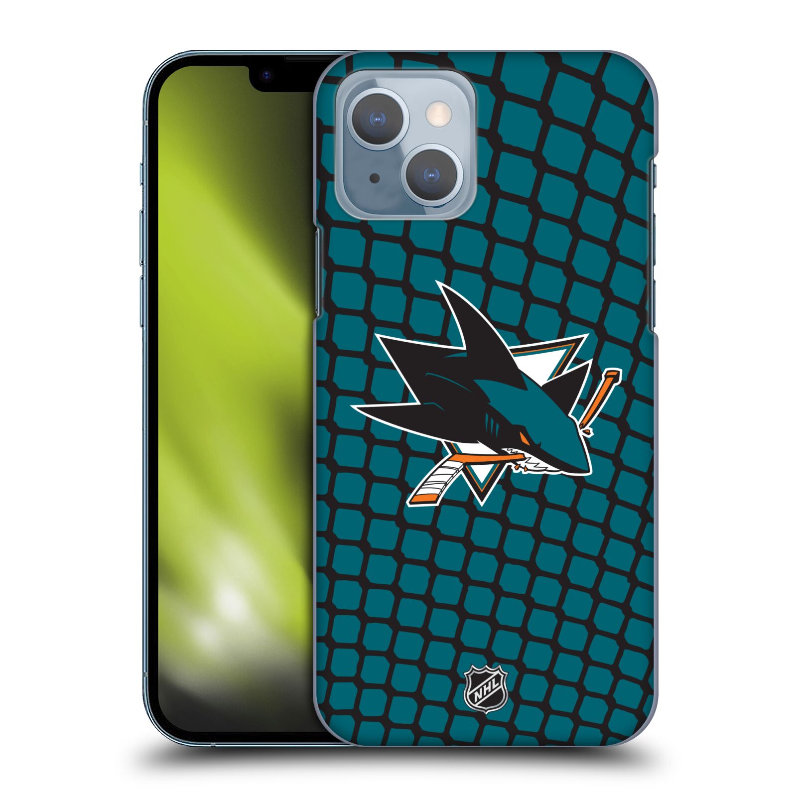 Pouzdro na mobil Apple Iphone 14 - HEAD CASE - Hokej NHL - San Jose Sharks - Znak v brance