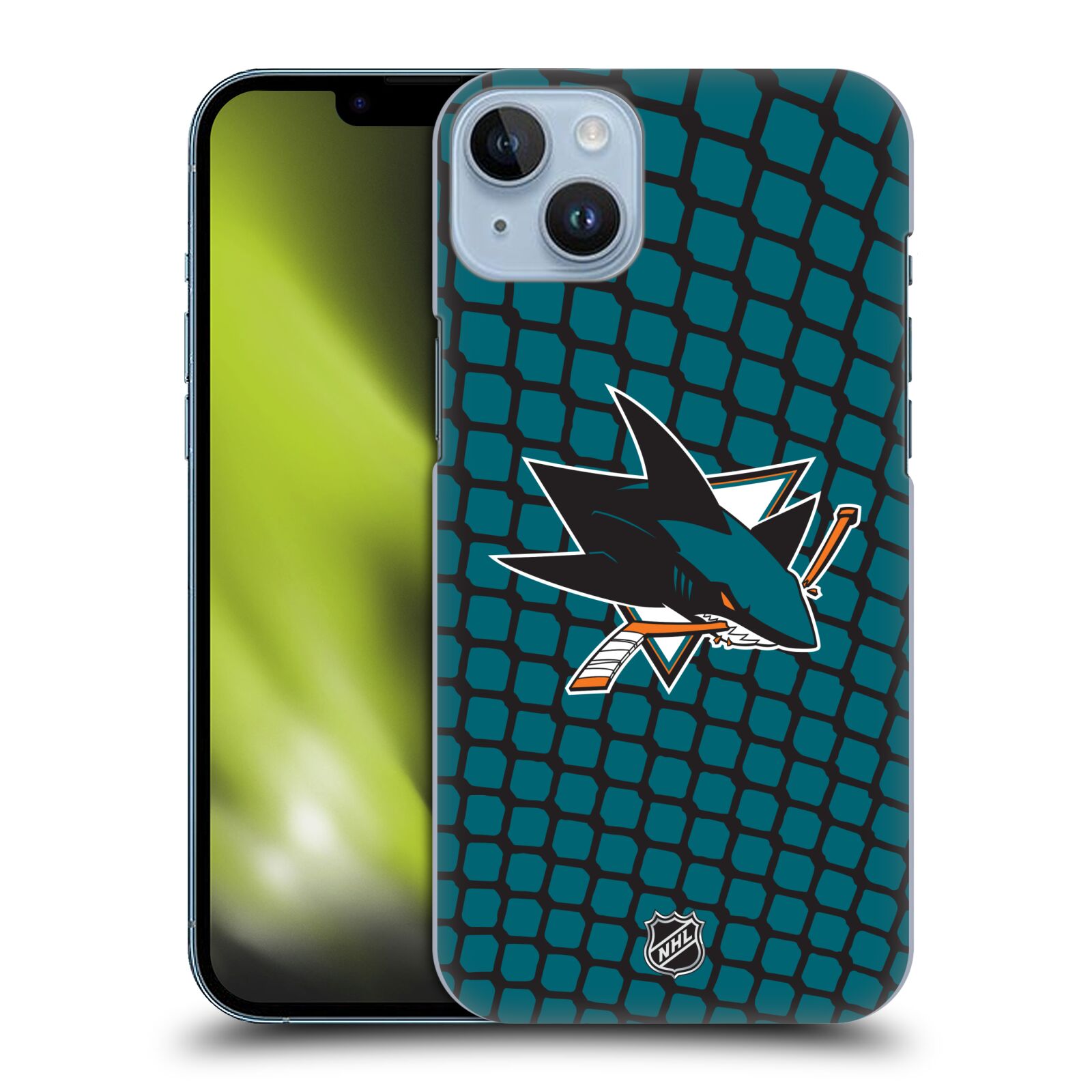 Pouzdro na mobil Apple Iphone 14 PLUS - HEAD CASE - Hokej NHL - San Jose Sharks - Znak v brance