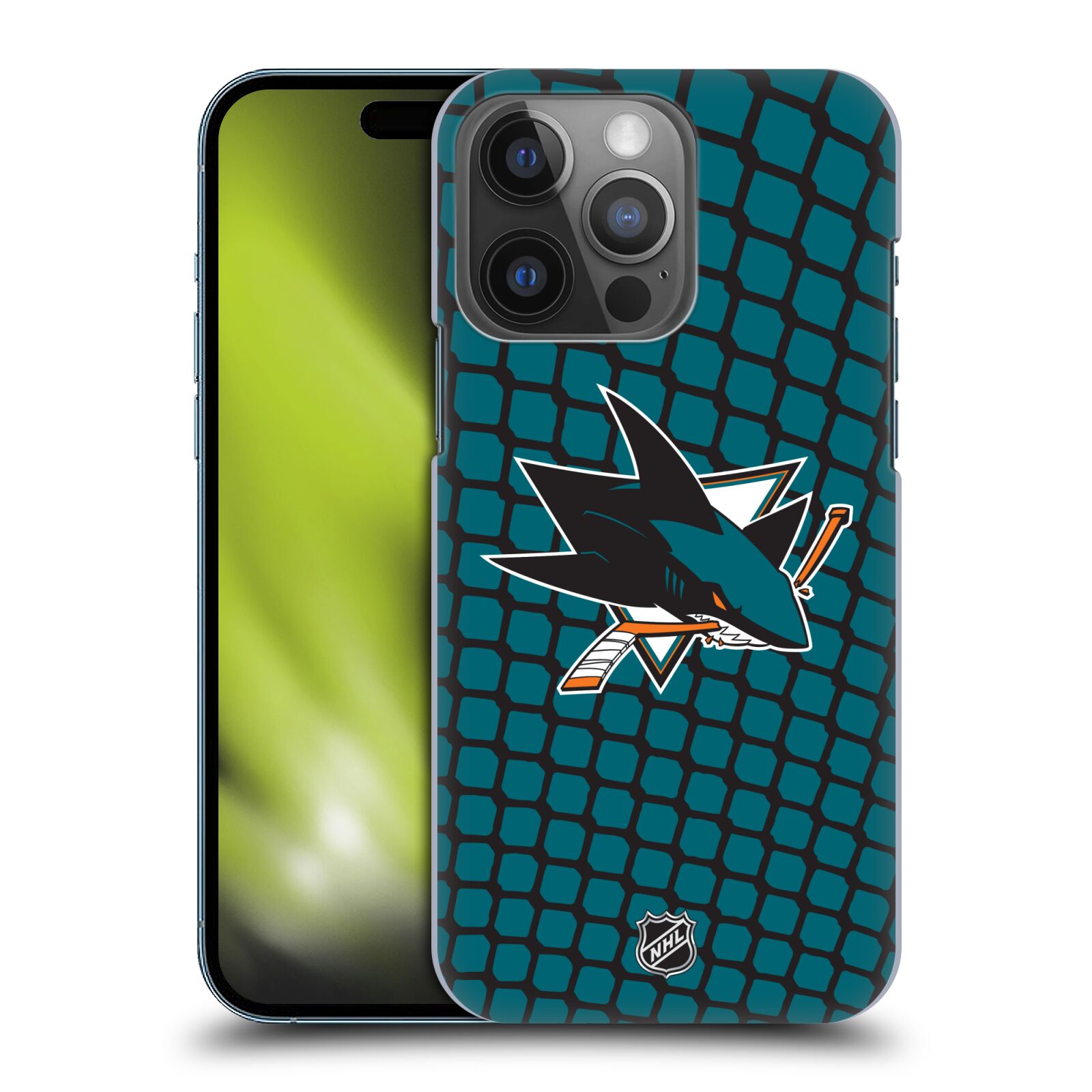 Pouzdro na mobil Apple Iphone 14 PRO - HEAD CASE - Hokej NHL - San Jose Sharks - Znak v brance