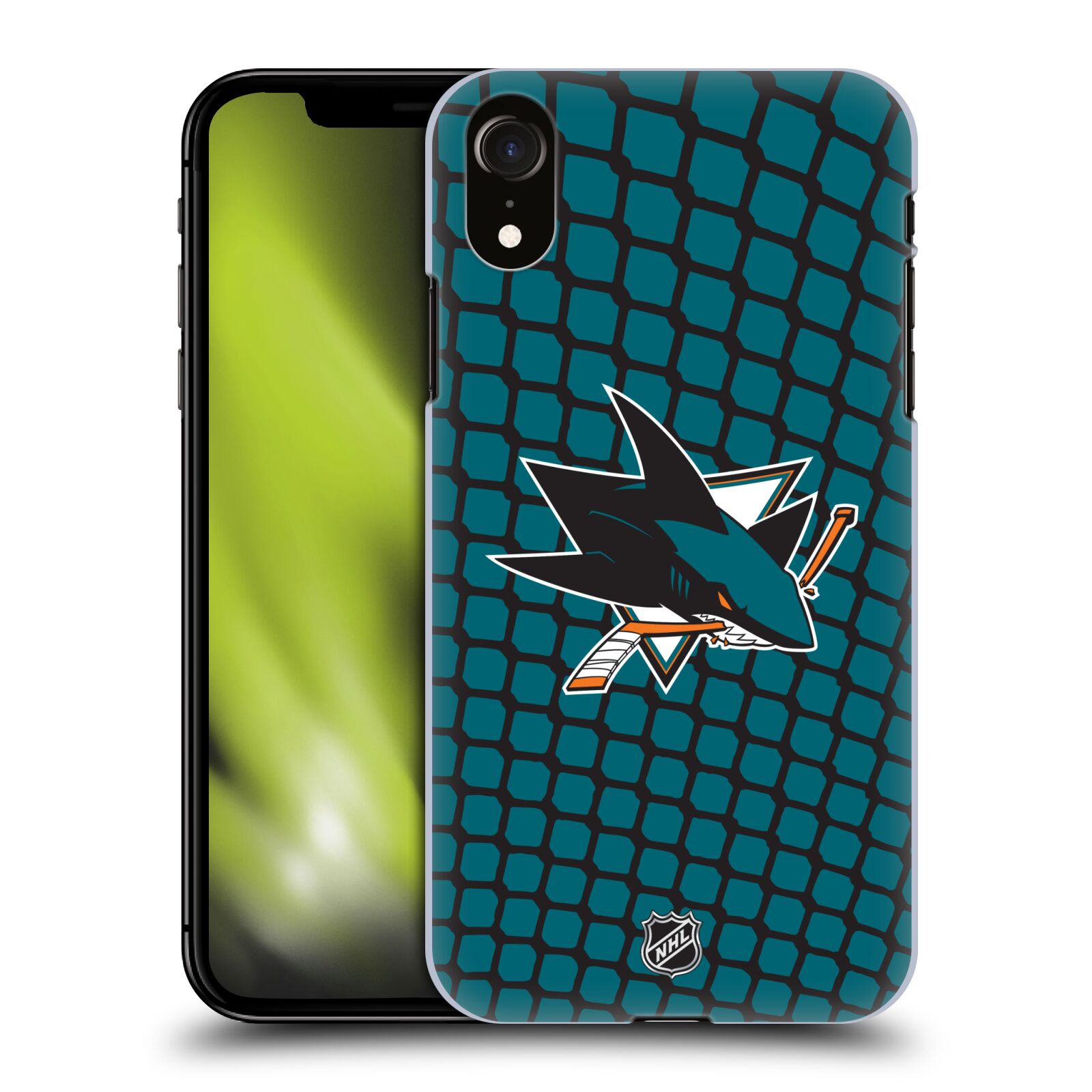 Pouzdro na mobil Apple Iphone XR - HEAD CASE - Hokej NHL - San Jose Sharks - Znak v brance
